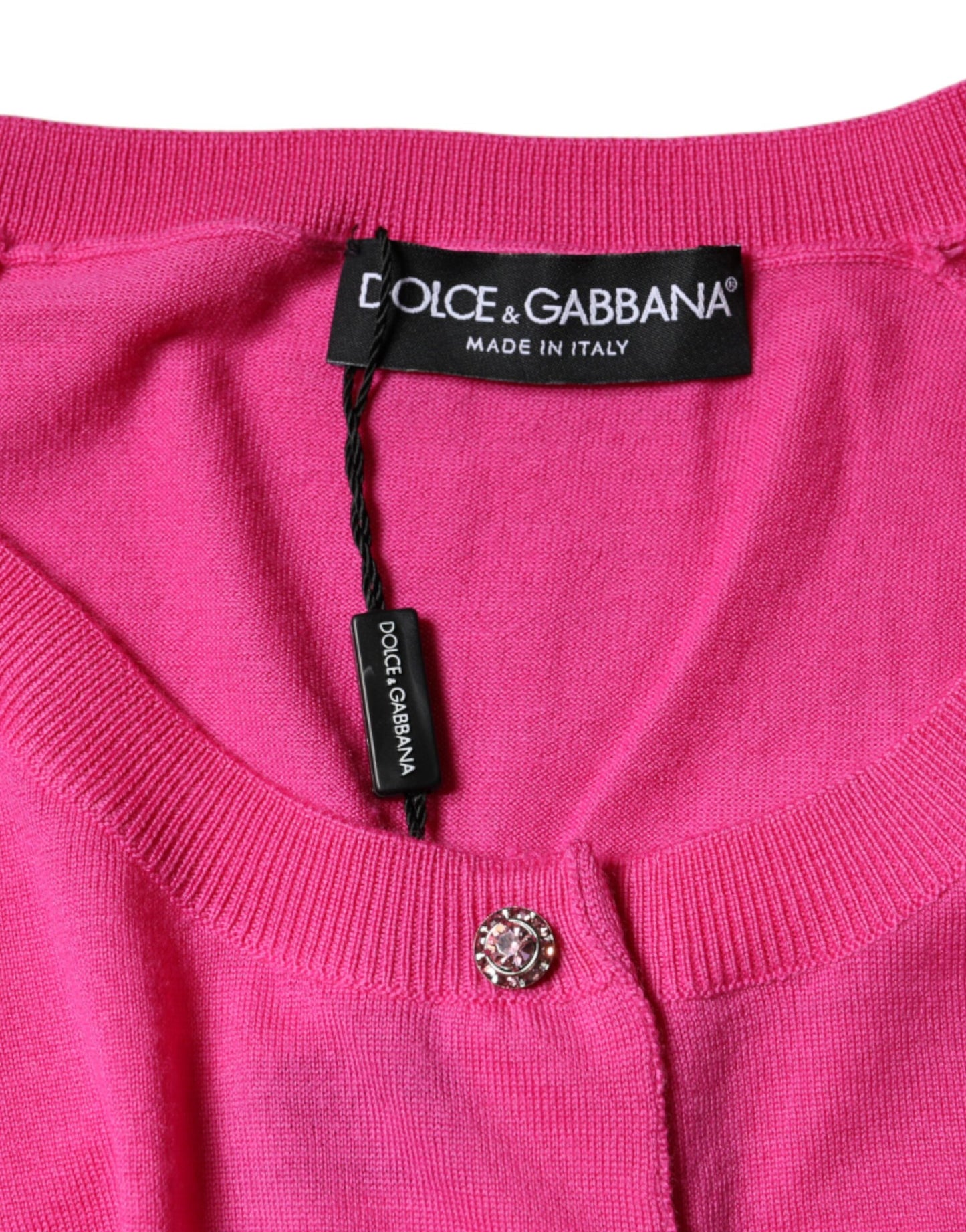 Chemisier boutonné à manches courtes en laine rose Dolce & Gabbana