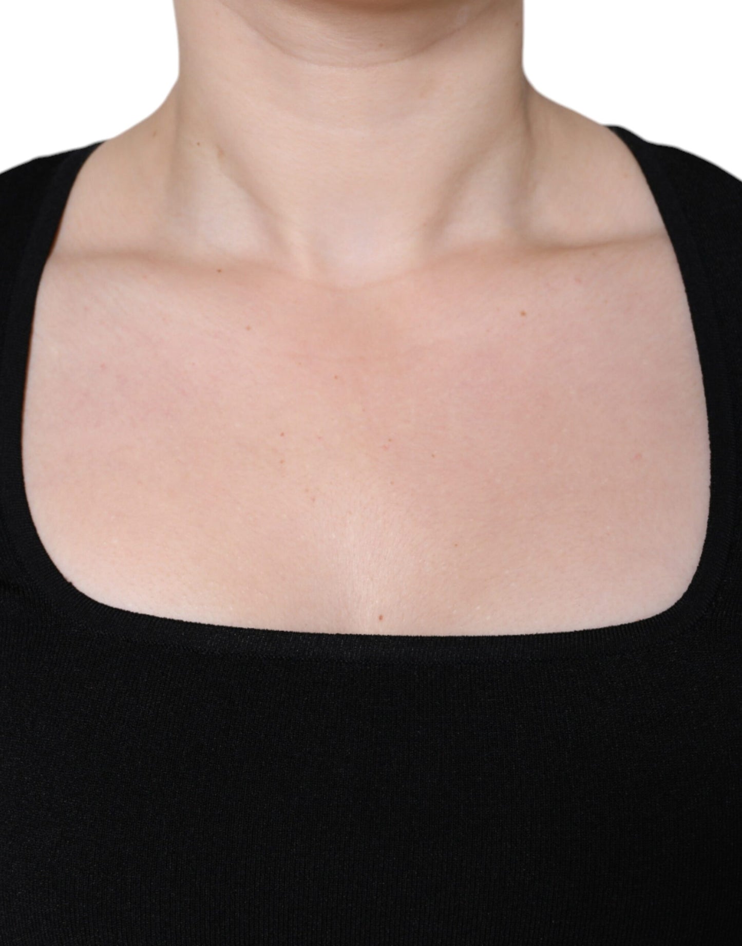 Dolce & Gabbana – Schwarze Bluse mit langen Ärmeln und quadratischem Ausschnitt