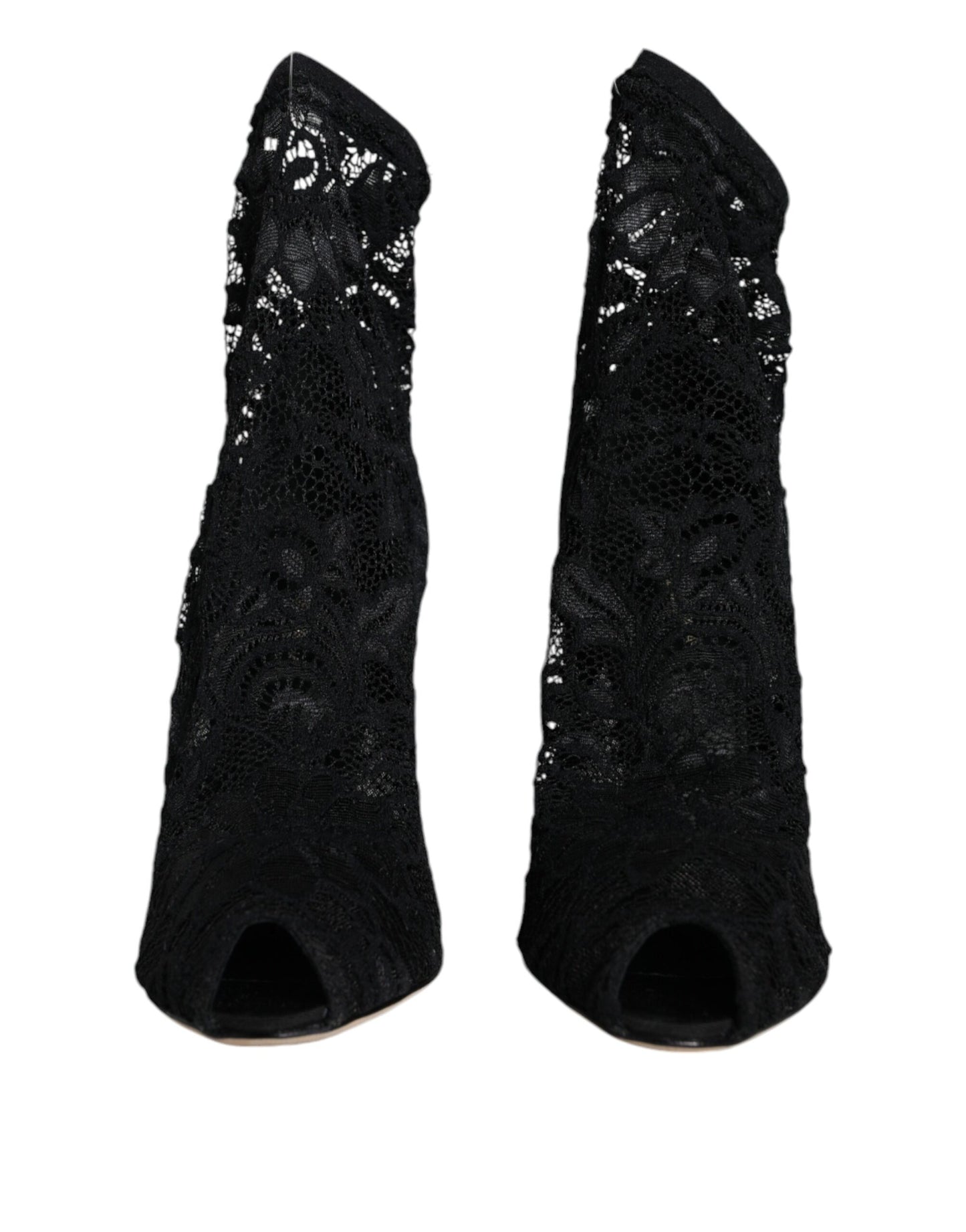 Chaussures à talons mi-mollet extensibles en dentelle noire Dolce & Gabbana