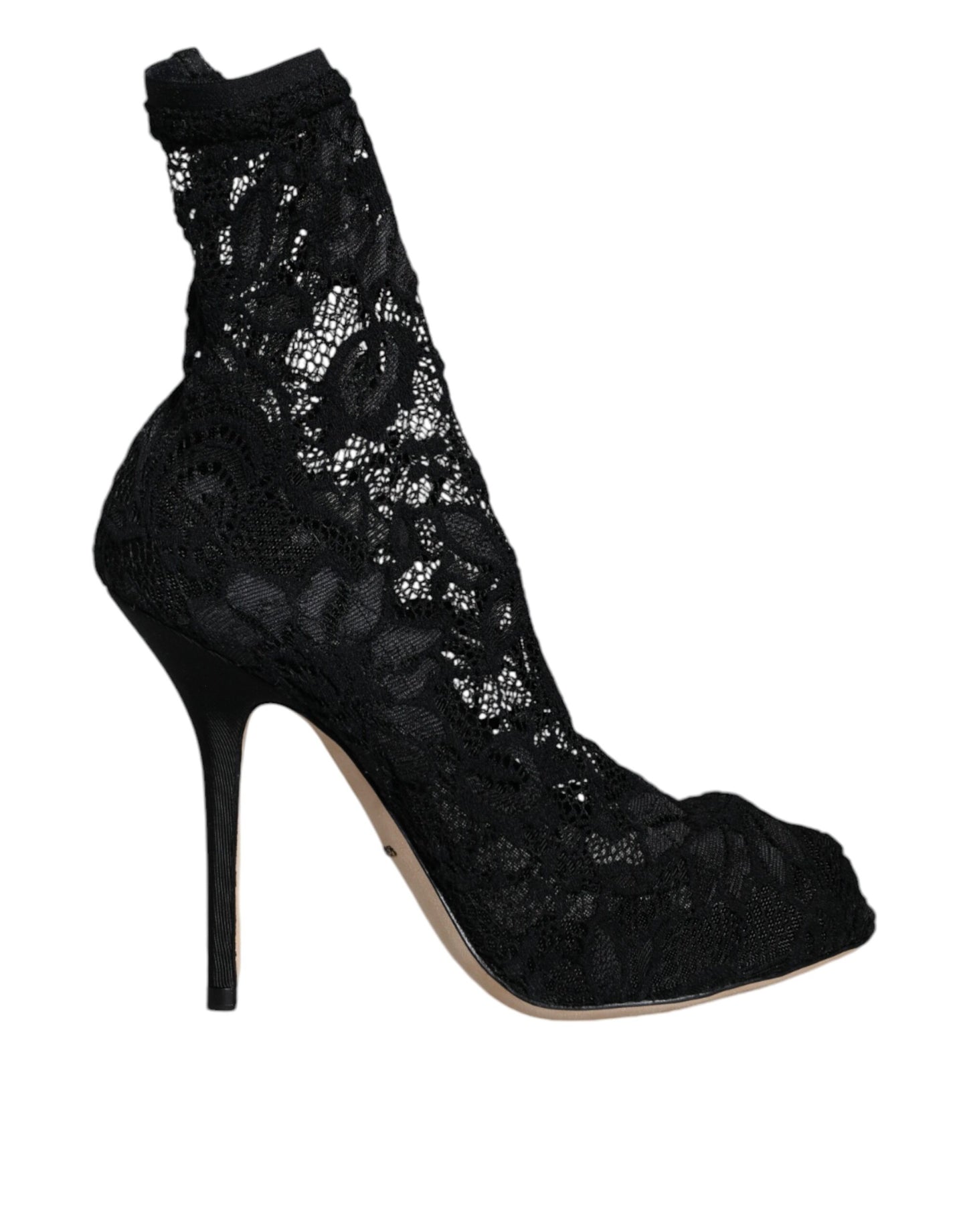Chaussures à talons mi-mollet extensibles en dentelle noire Dolce & Gabbana