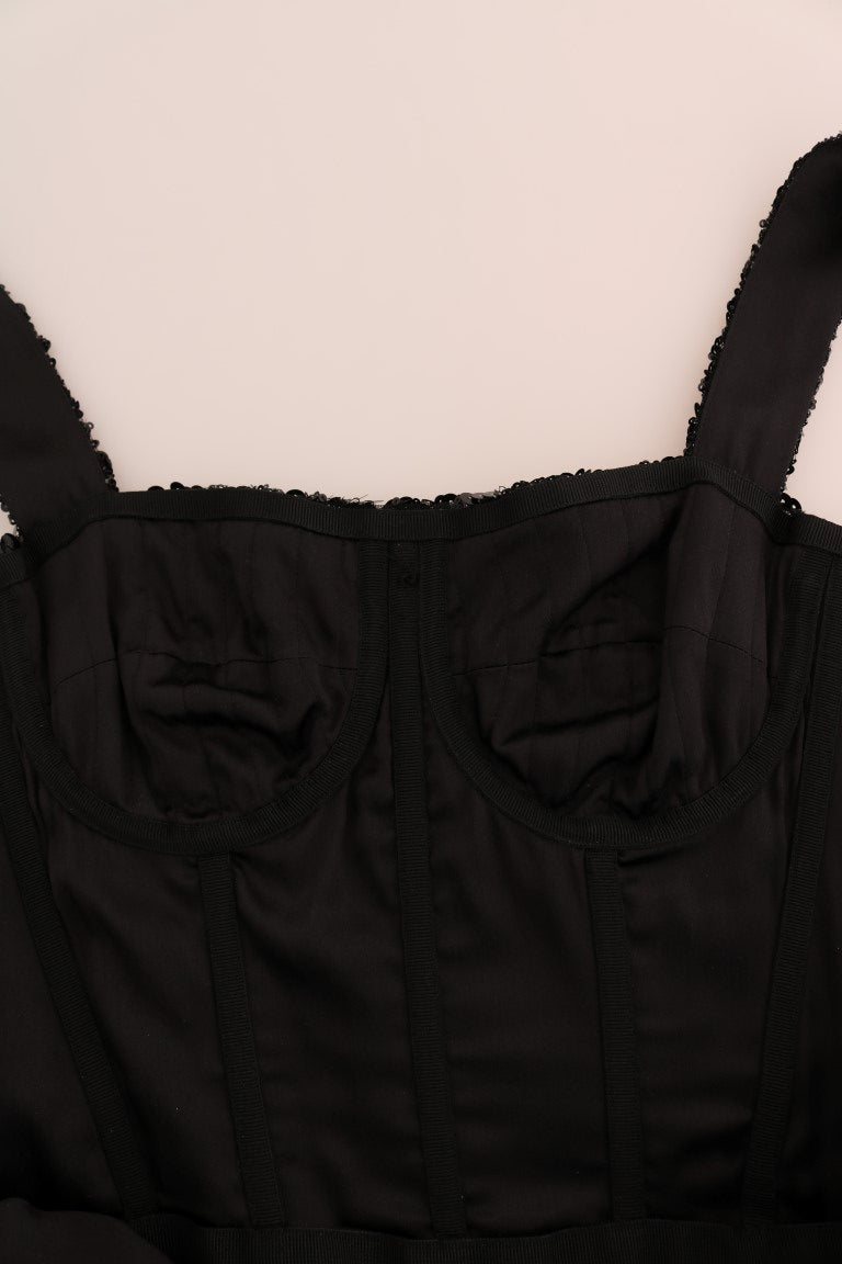 Robe droite à paillettes noires et rouges Dolce & Gabbana