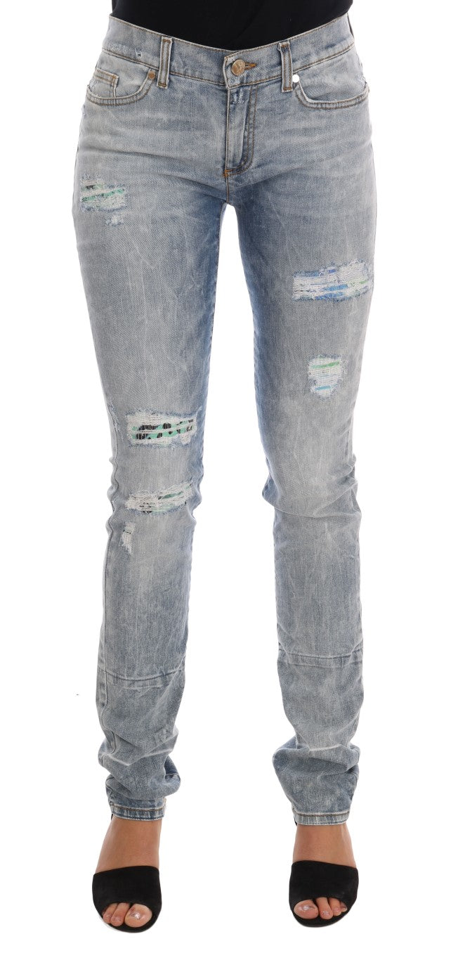Jean slim extensible déchiré bleu délavé Versace Jeans