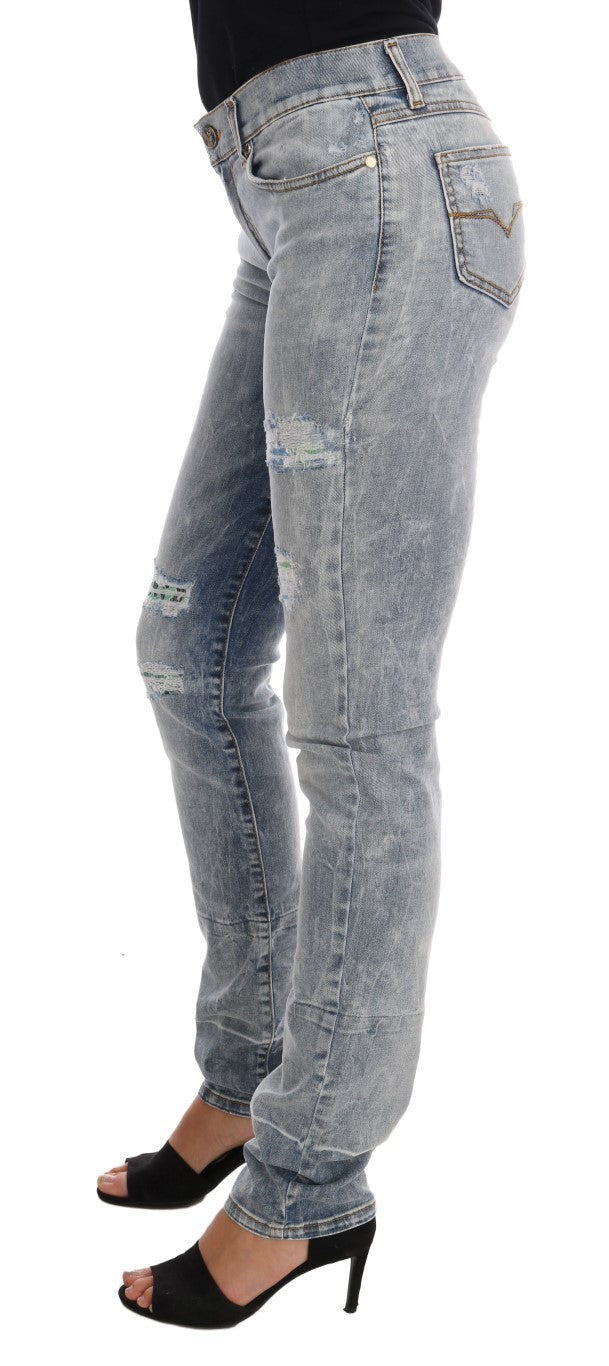 Jean slim extensible déchiré bleu délavé Versace Jeans