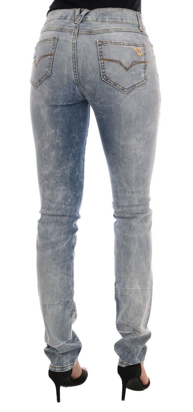 Jean slim extensible déchiré bleu délavé Versace Jeans