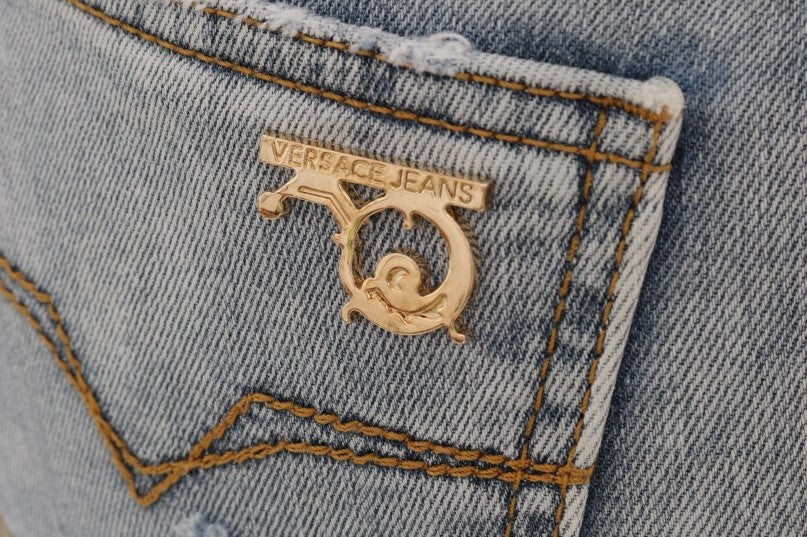 Jean slim extensible déchiré bleu délavé Versace Jeans
