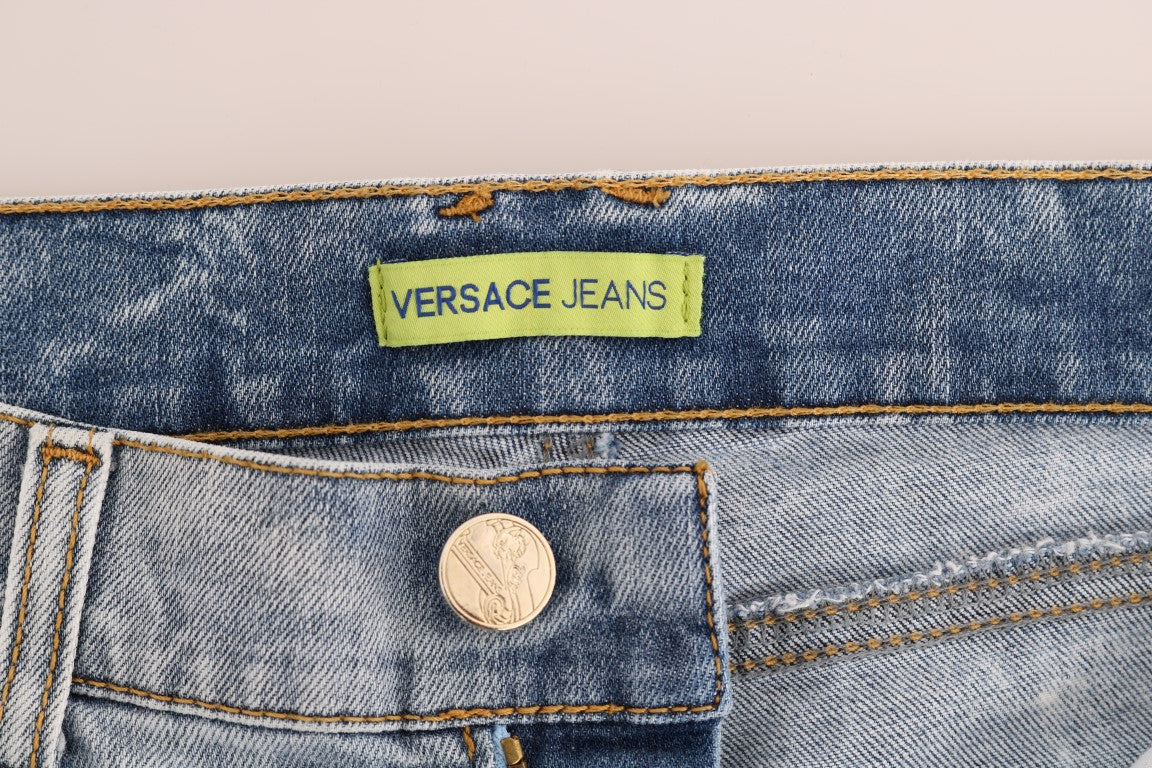 Jean slim extensible déchiré bleu délavé Versace Jeans