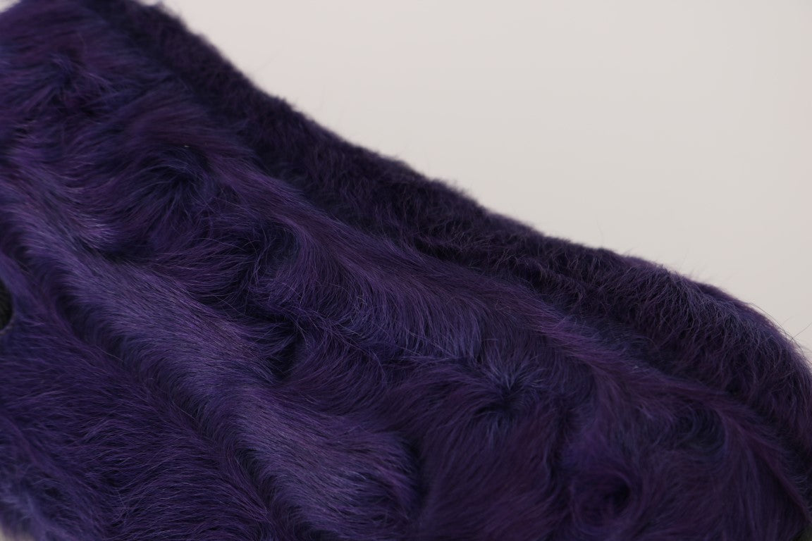 Mocassins en cuir et fourrure de mouton violet Dolce & Gabbana