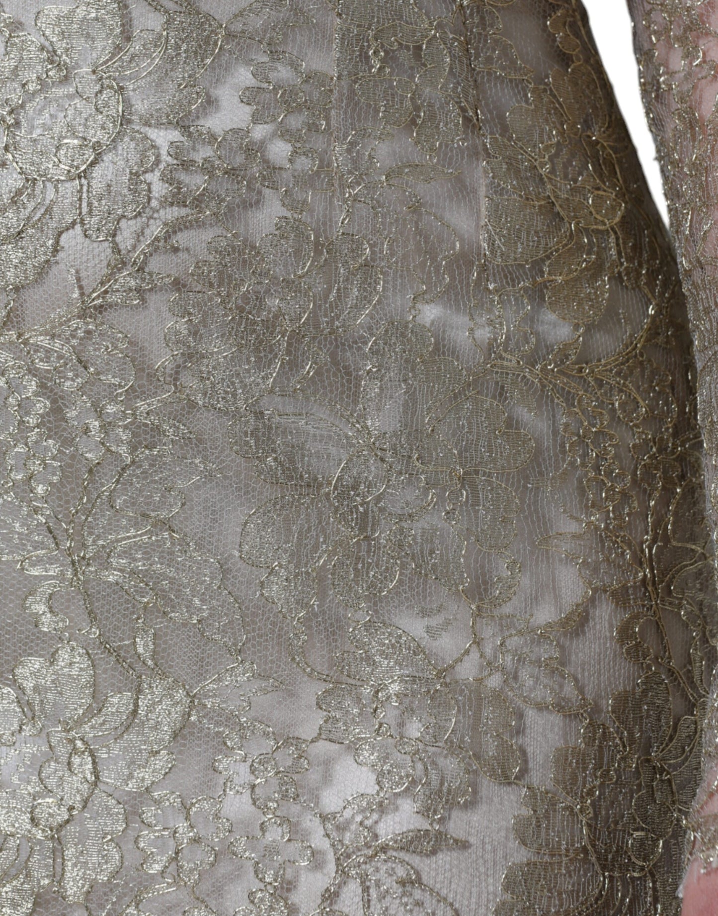 Robe fourreau trapèze en dentelle florale dorée Dolce & Gabbana