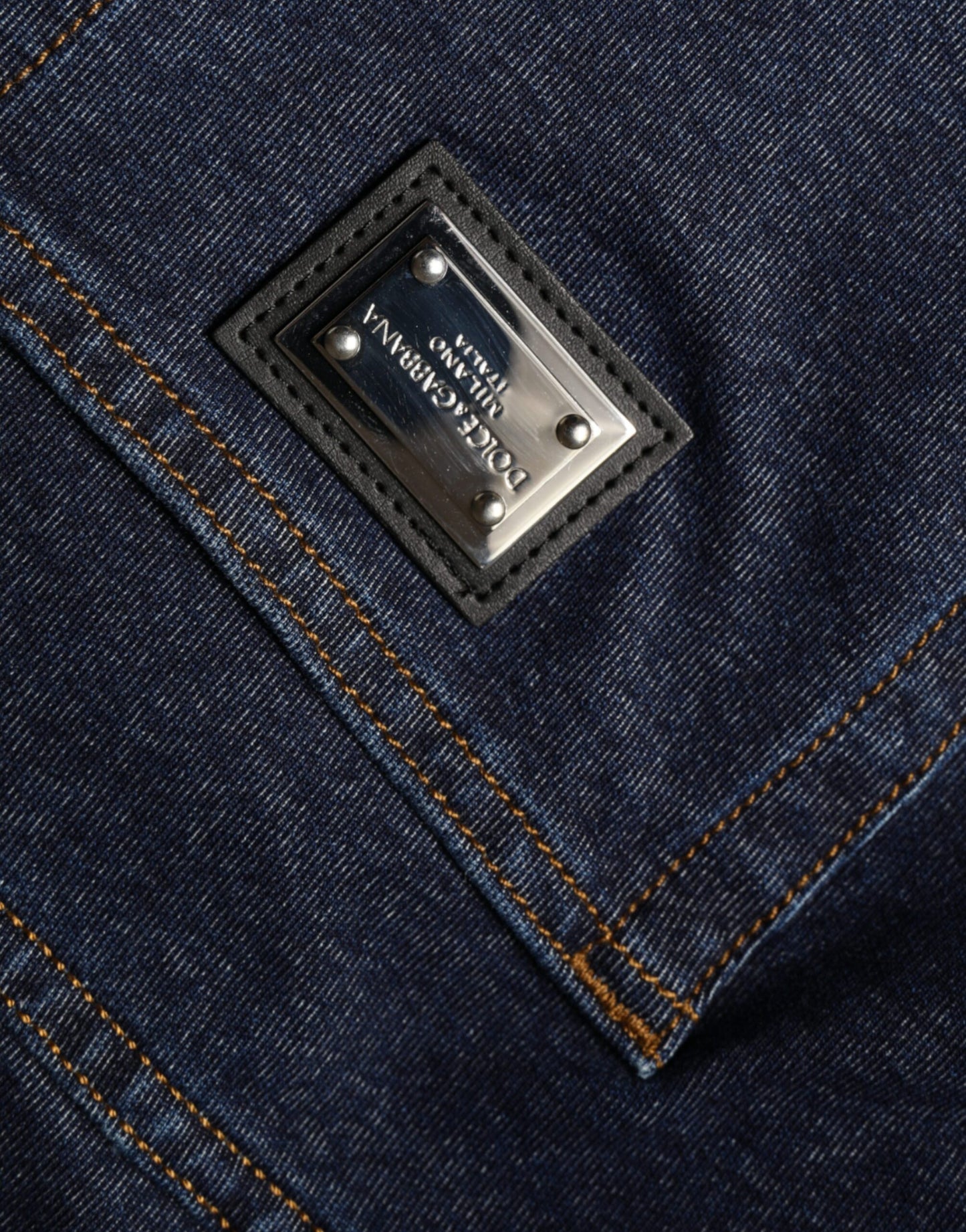 Jean droit en denim stretch bleu foncé Dolce & Gabbana