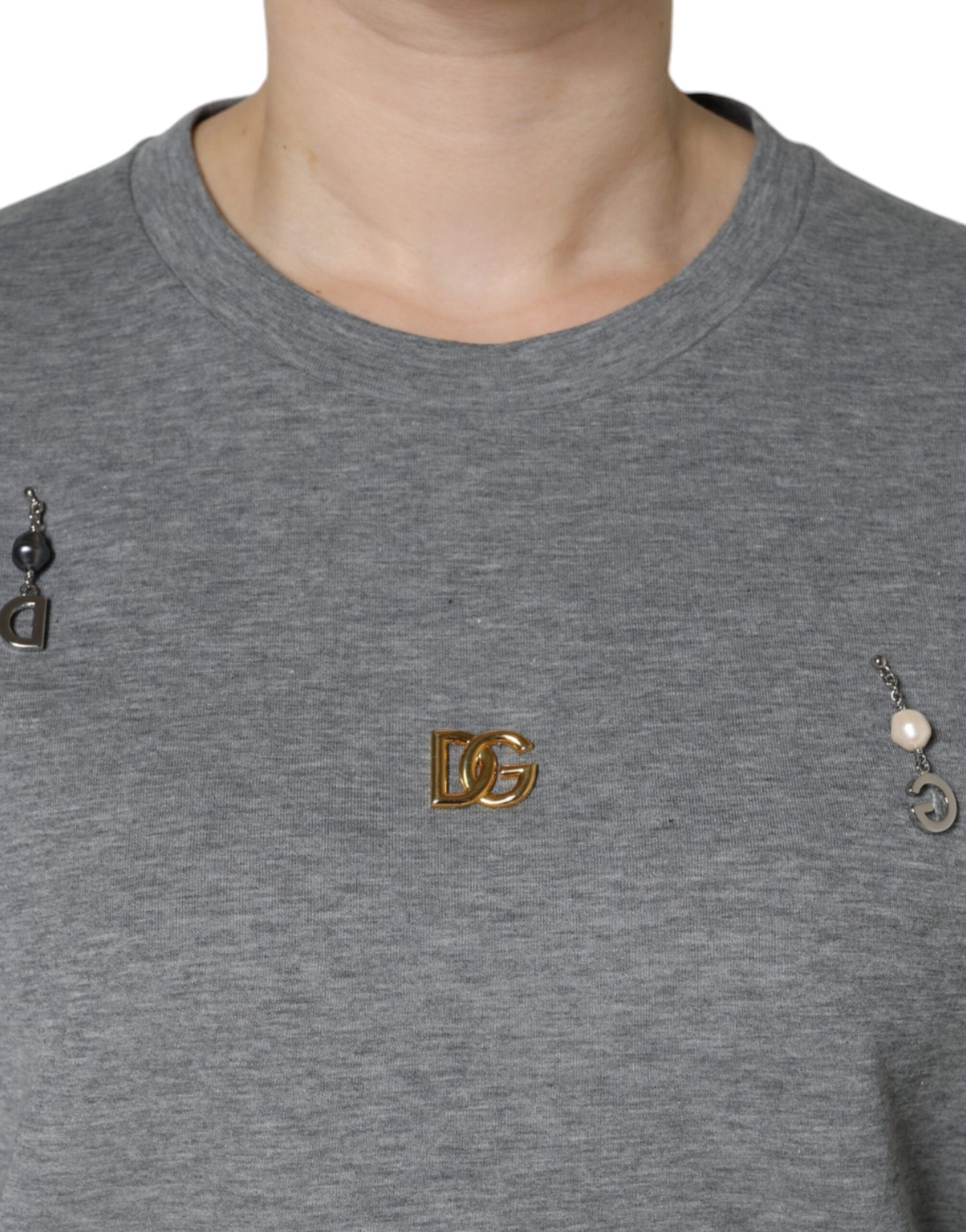 T-shirt Dolce & Gabbana en coton mélangé gris orné