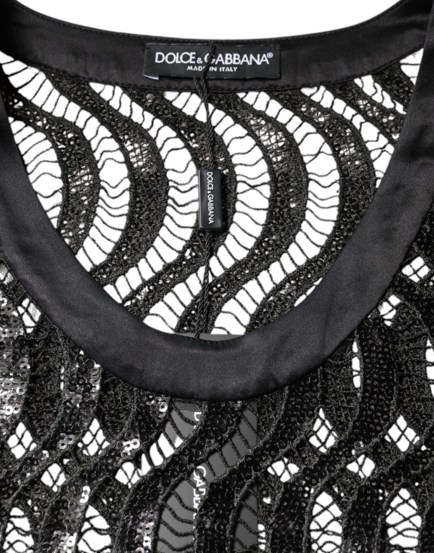 Dolce & Gabbana – Schwarzes, ärmelloses Tanktop mit Pailletten