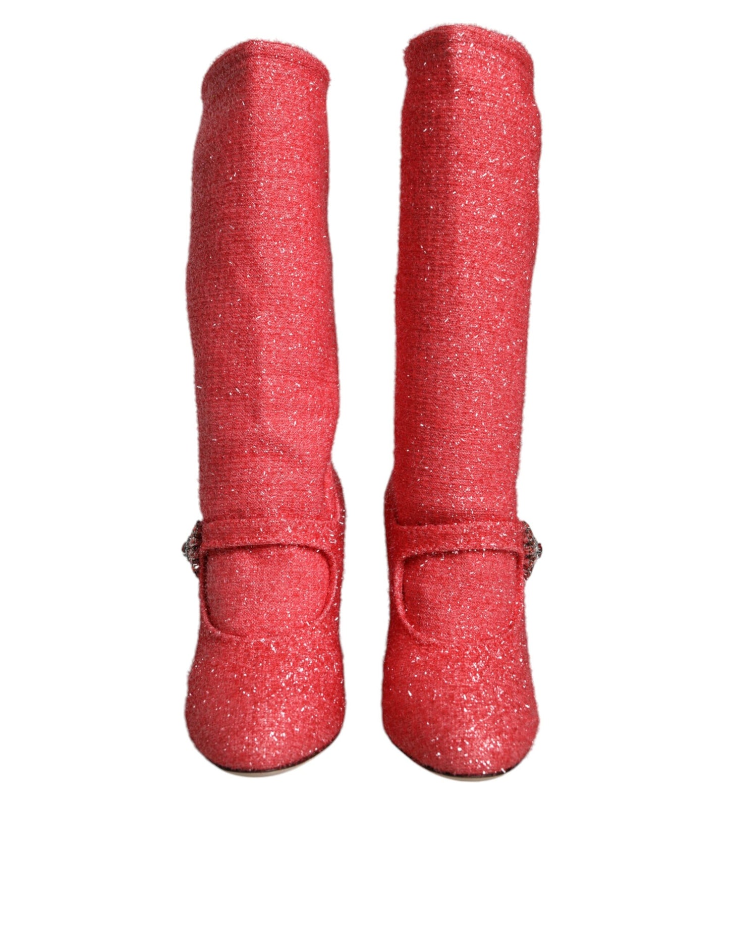 Bottes hautes fantaisie Dolce & Gabbana en lurex rose cristal