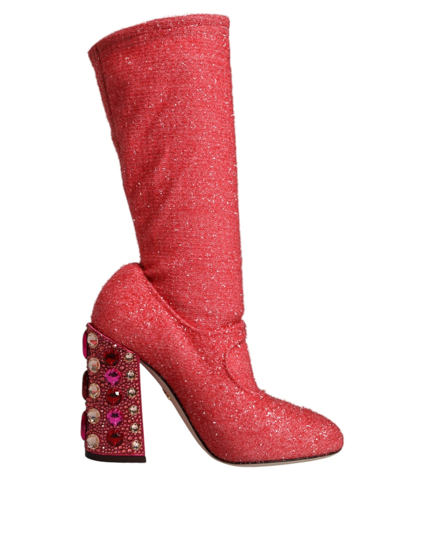 Bottes hautes fantaisie Dolce & Gabbana en lurex rose cristal