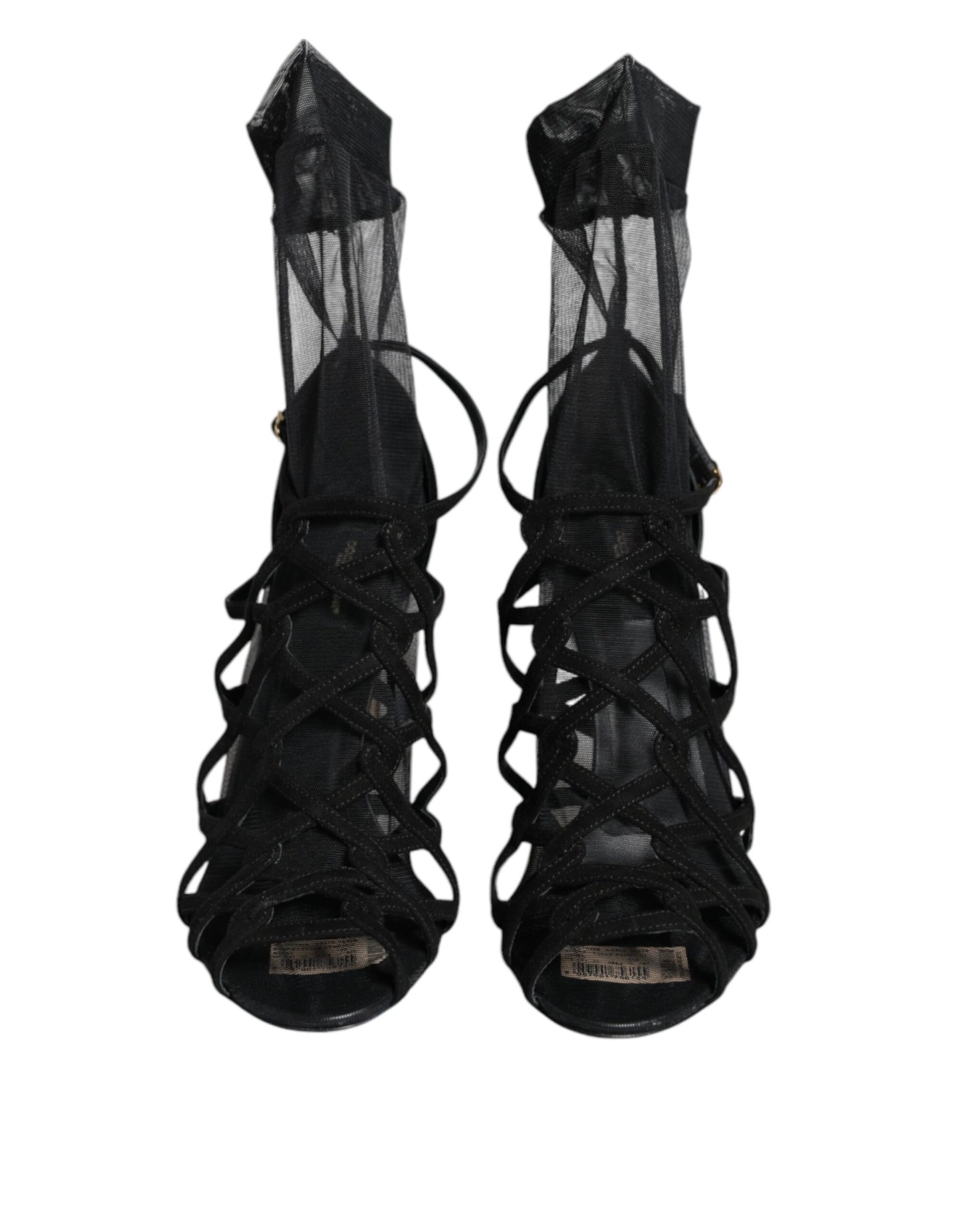 Sandales à talons extensibles en tulle noir Dolce & Gabbana