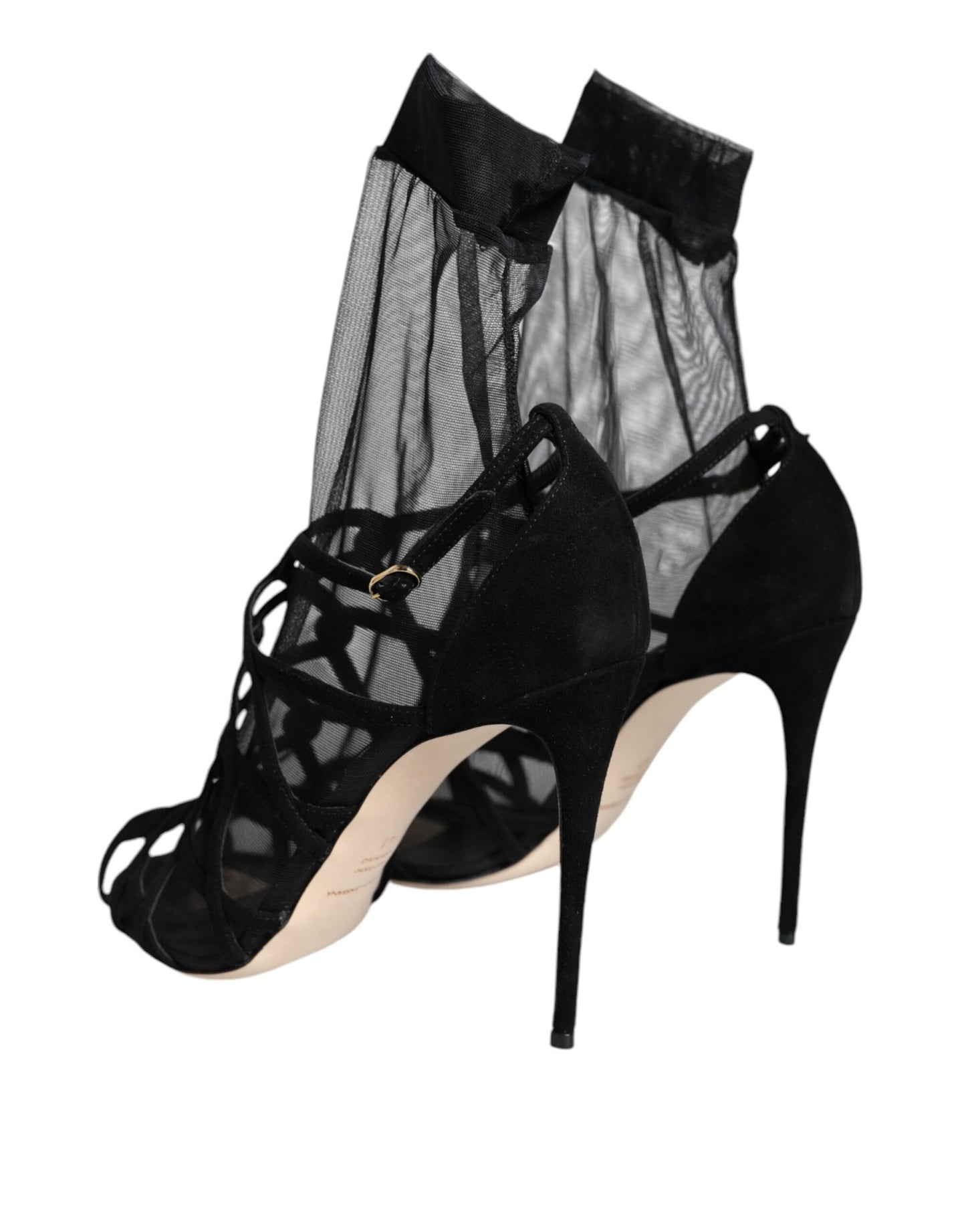 Sandales à talons extensibles en tulle noir Dolce & Gabbana