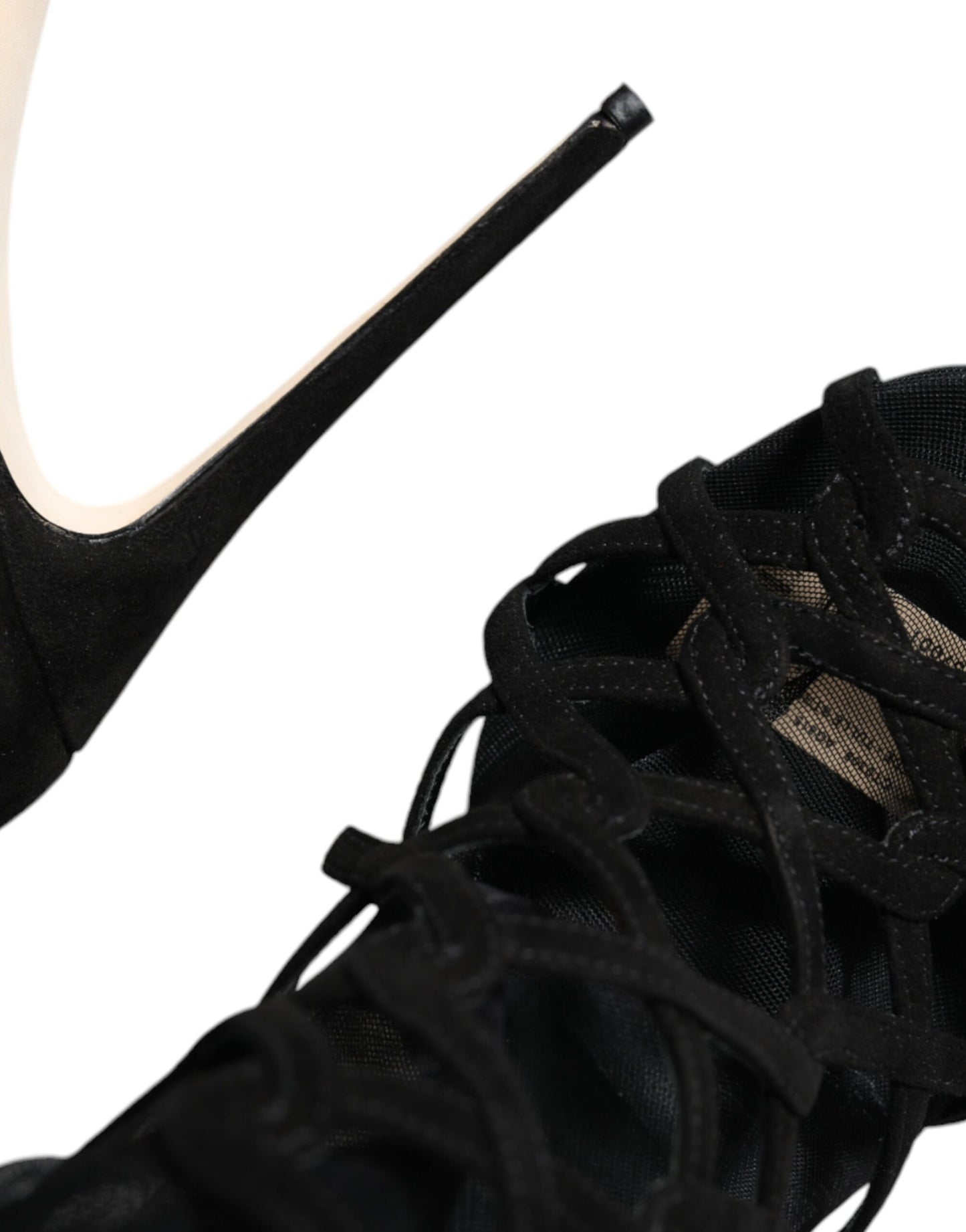 Sandales à talons extensibles en tulle noir Dolce & Gabbana