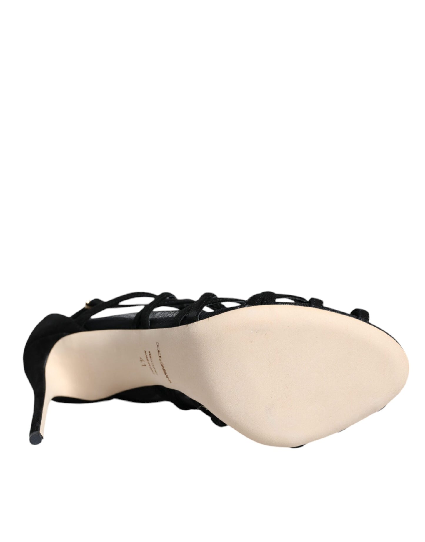 Sandales à talons extensibles en tulle noir Dolce & Gabbana