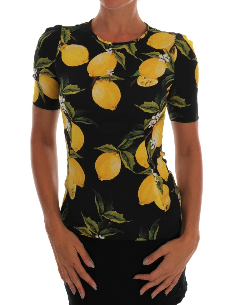 T-shirt en soie stretch multicolore citron Dolce & Gabbana