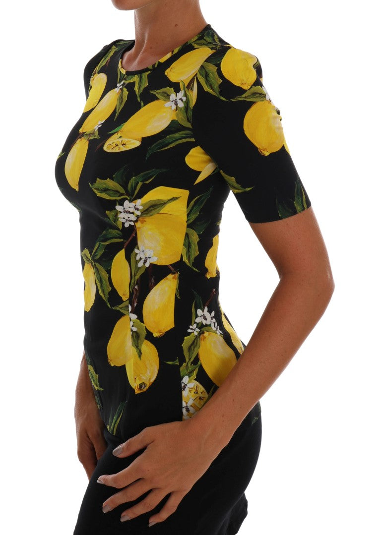 T-shirt en soie stretch multicolore citron Dolce & Gabbana