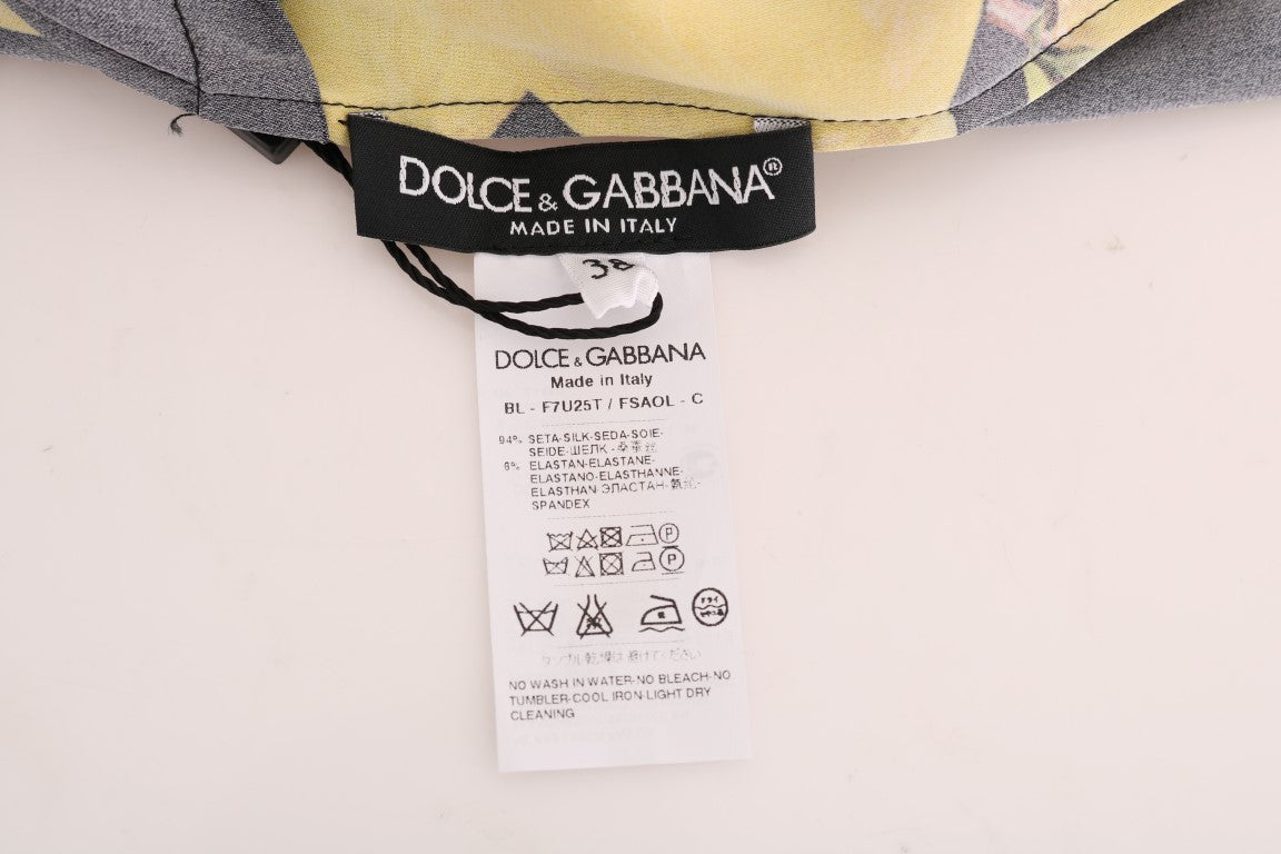 T-shirt en soie stretch multicolore citron Dolce & Gabbana