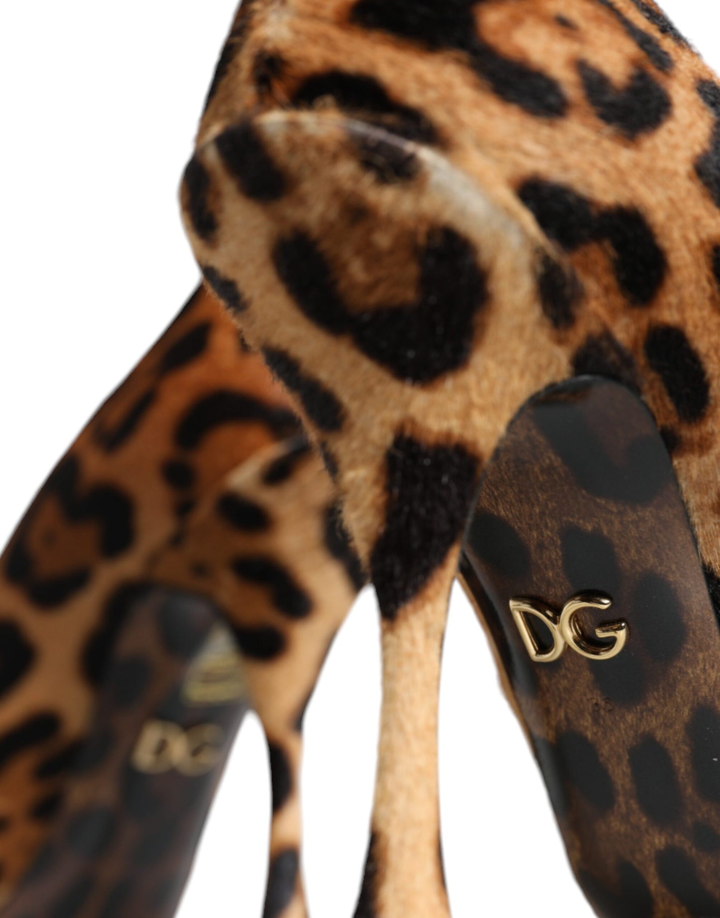 Escarpins à talons en poil de veau léopard marron Dolce & Gabbana