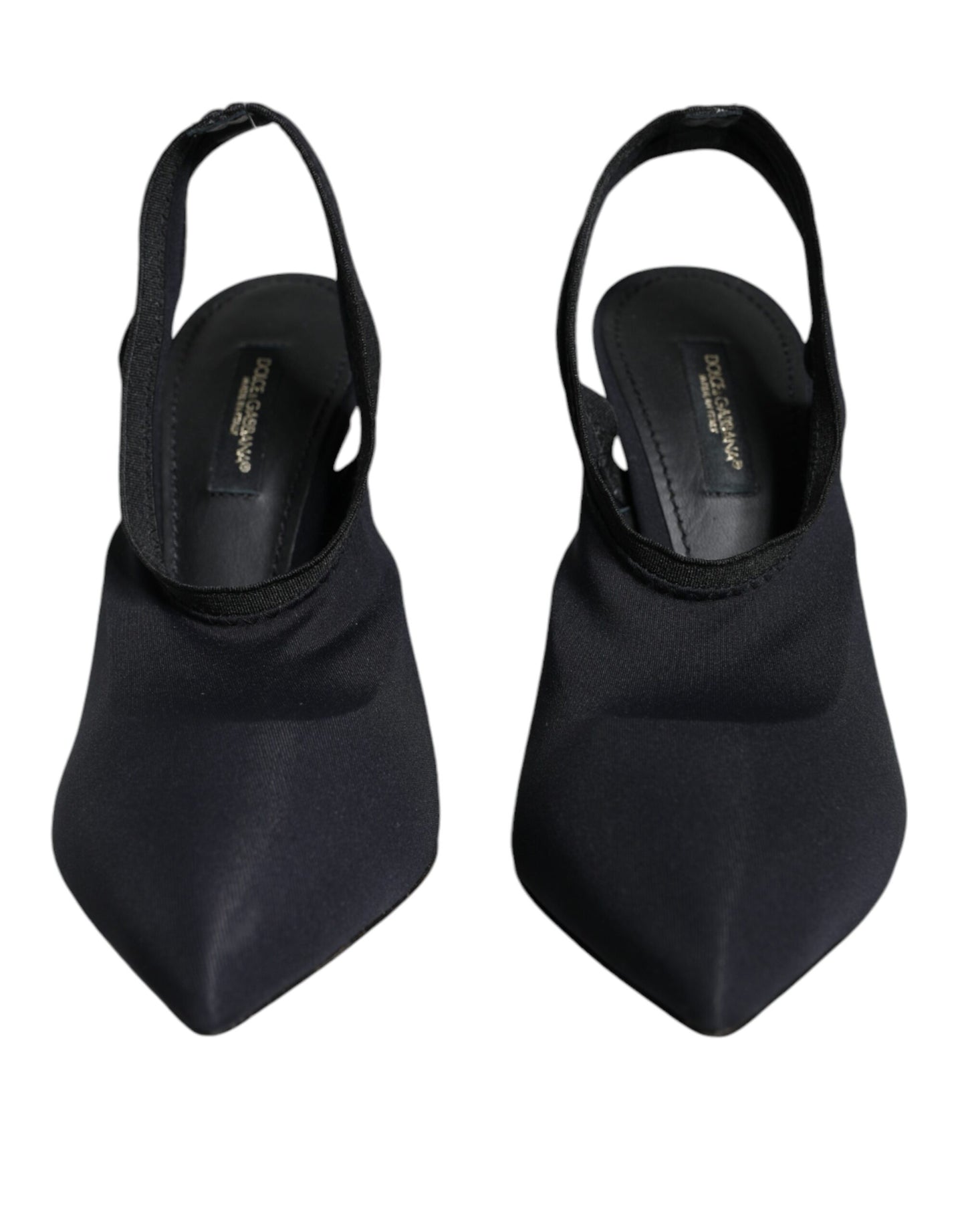 Chaussures à talons et bride arrière en jersey extensible noir Dolce & Gabbana