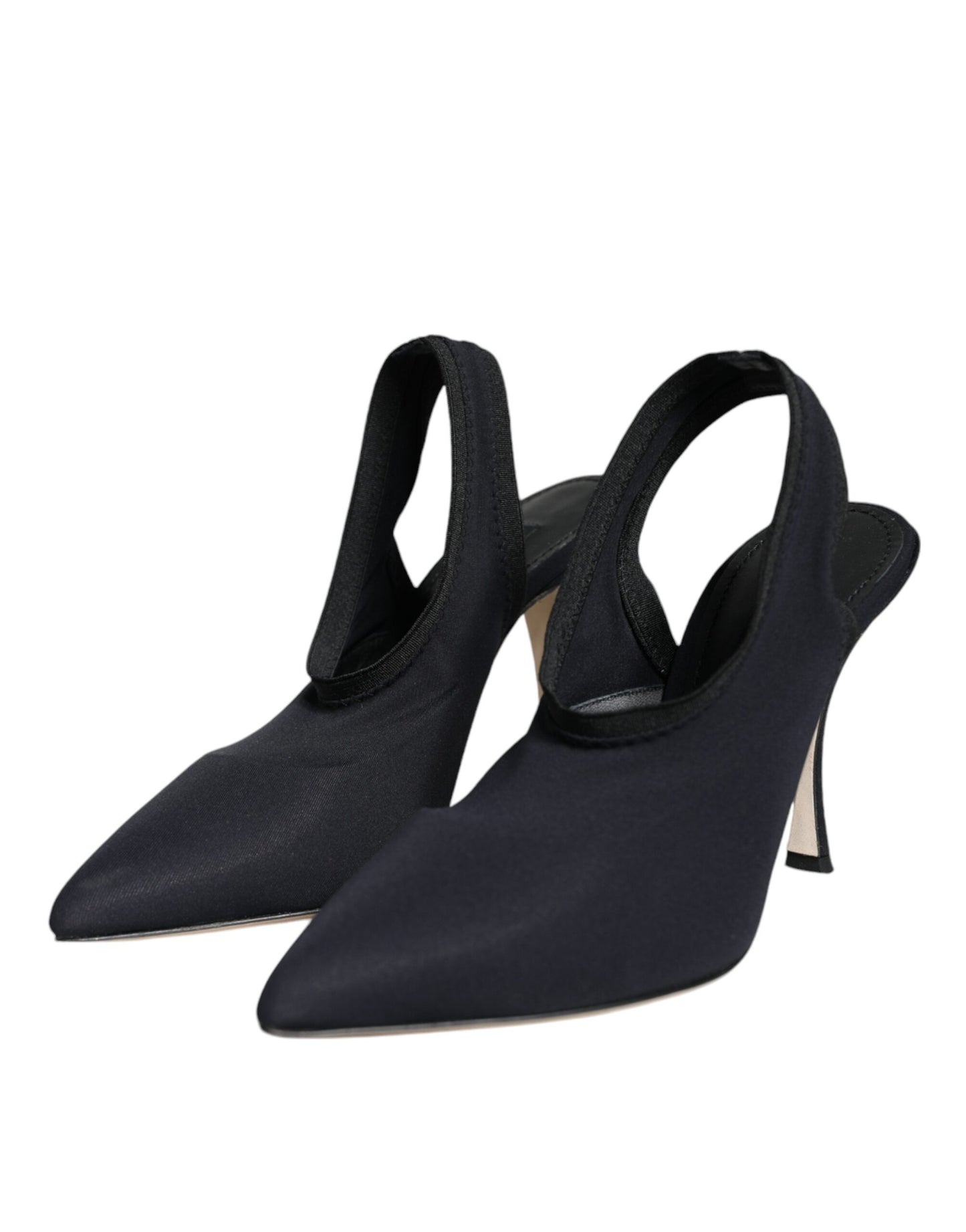Chaussures à talons et bride arrière en jersey extensible noir Dolce & Gabbana
