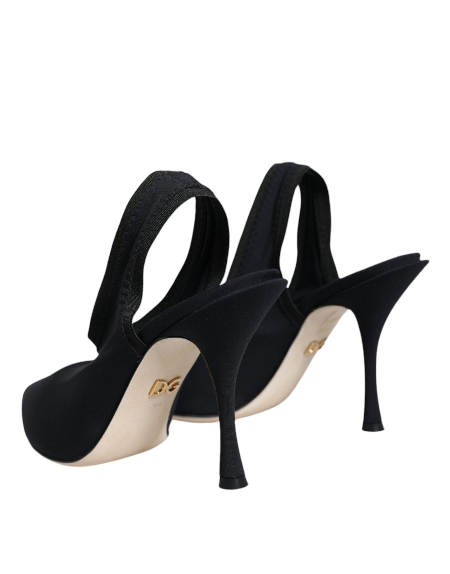 Chaussures à talons et bride arrière en jersey extensible noir Dolce & Gabbana