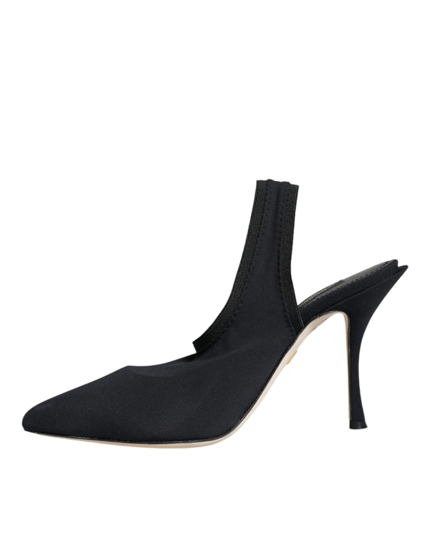 Chaussures à talons et bride arrière en jersey extensible noir Dolce & Gabbana