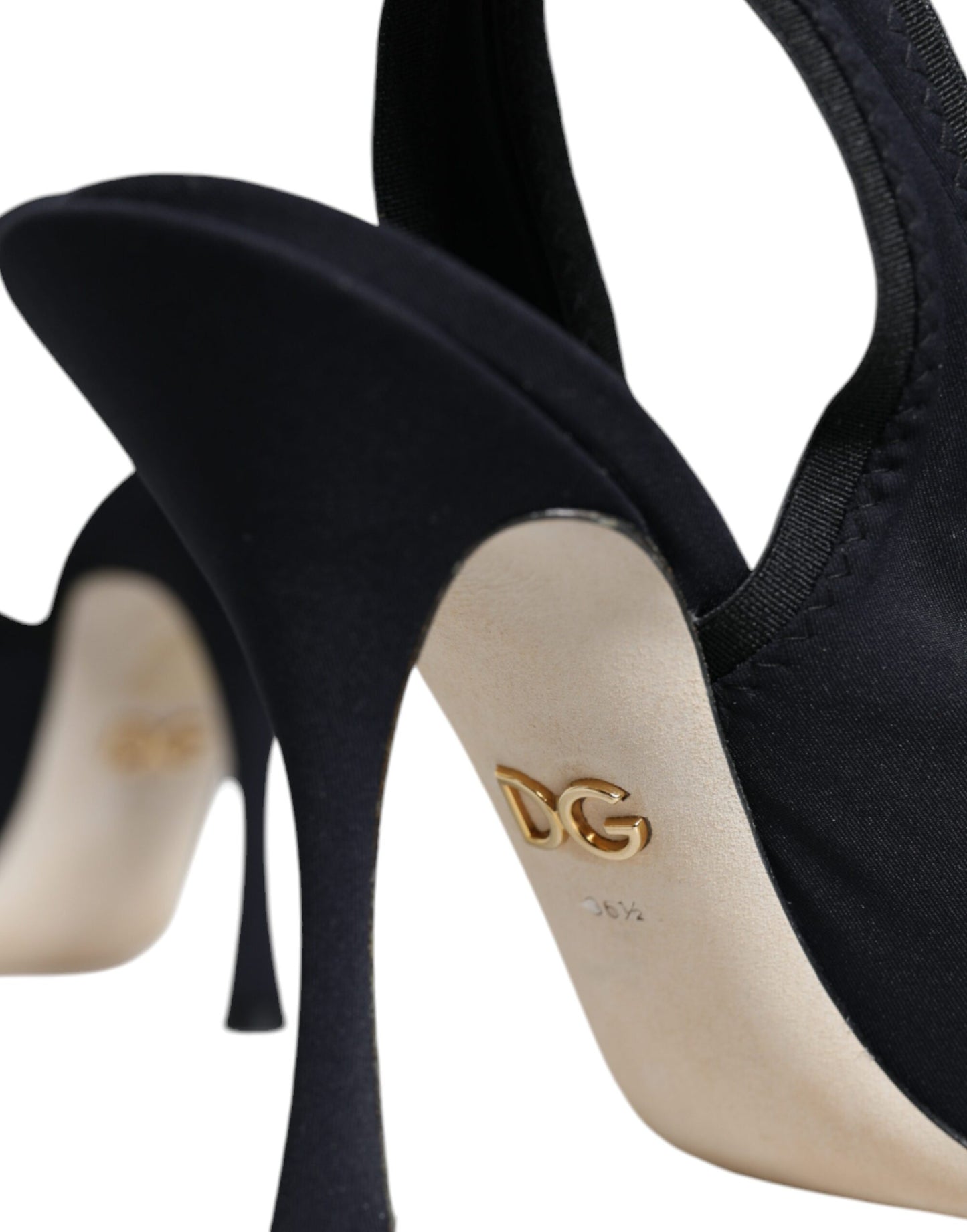 Chaussures à talons et bride arrière en jersey extensible noir Dolce & Gabbana