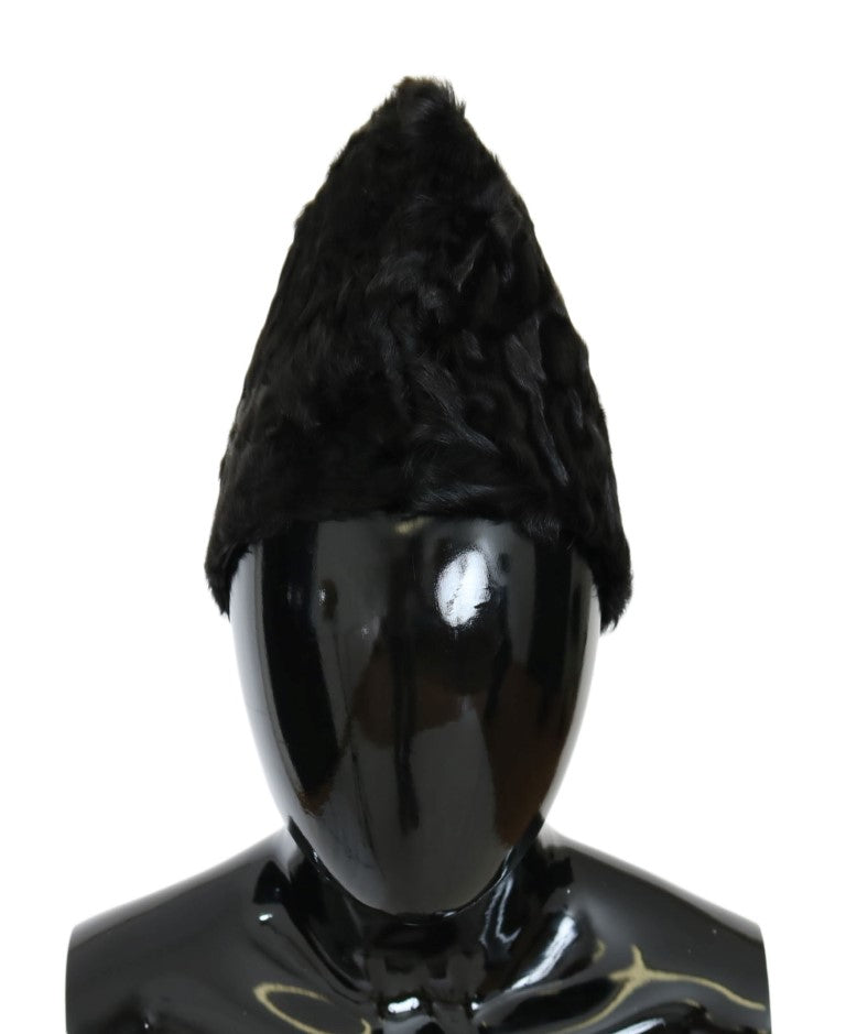 Bonnet en fourrure d'agneau Xiangao noir Dolce & Gabbana