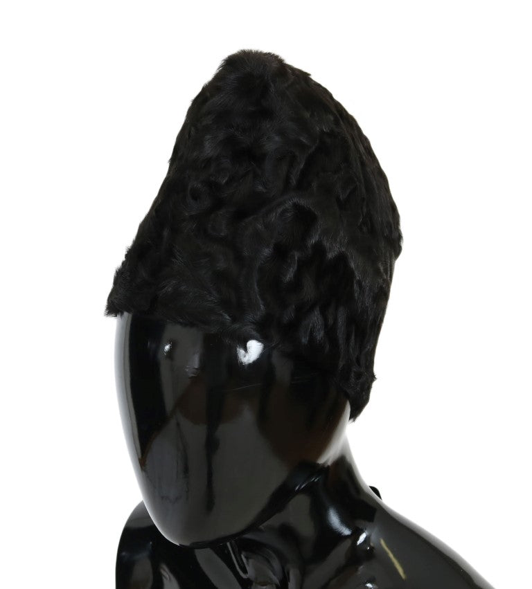 Bonnet en fourrure d'agneau Xiangao noir Dolce & Gabbana