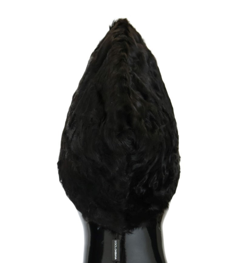 Bonnet en fourrure d'agneau Xiangao noir Dolce & Gabbana