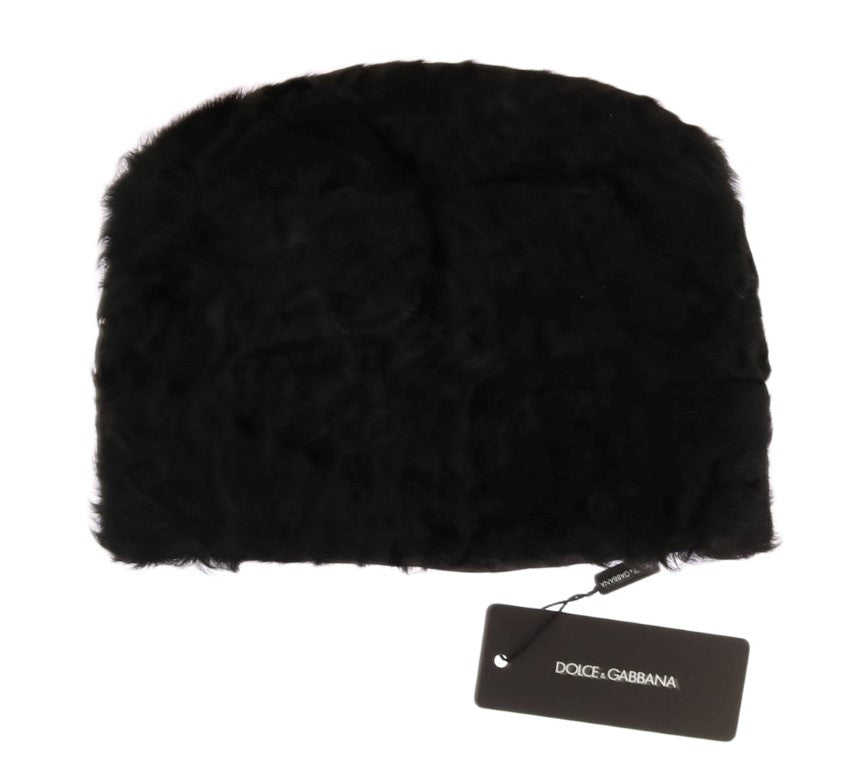 Bonnet en fourrure d'agneau Xiangao noir Dolce & Gabbana