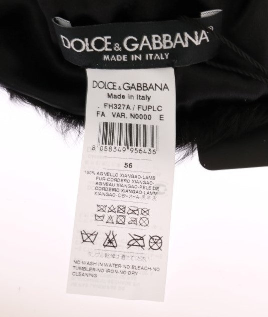 Bonnet en fourrure d'agneau Xiangao noir Dolce & Gabbana