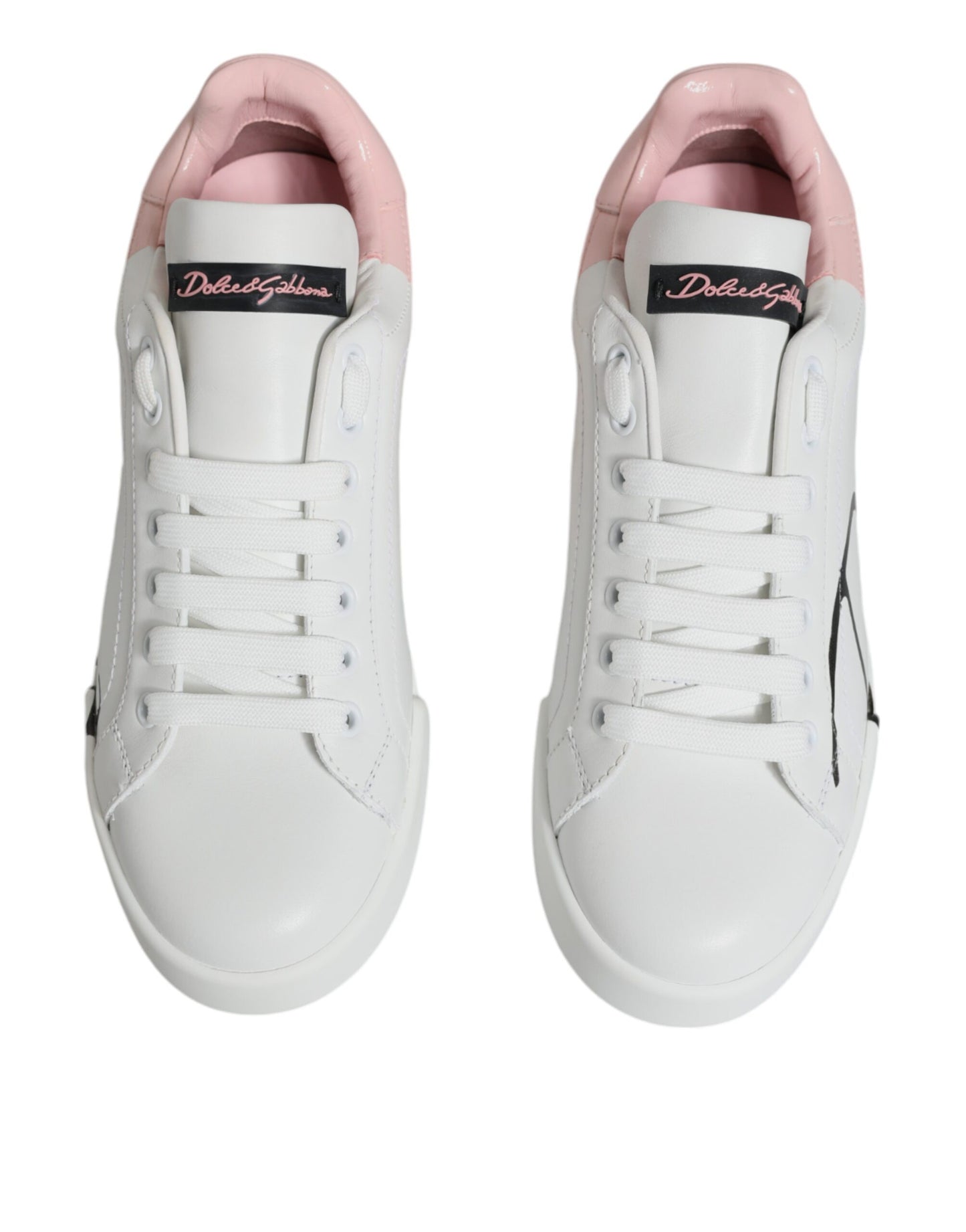 Dolce & Gabbana Weiß Rosa Portofino Low Top Sneakers Schuhe