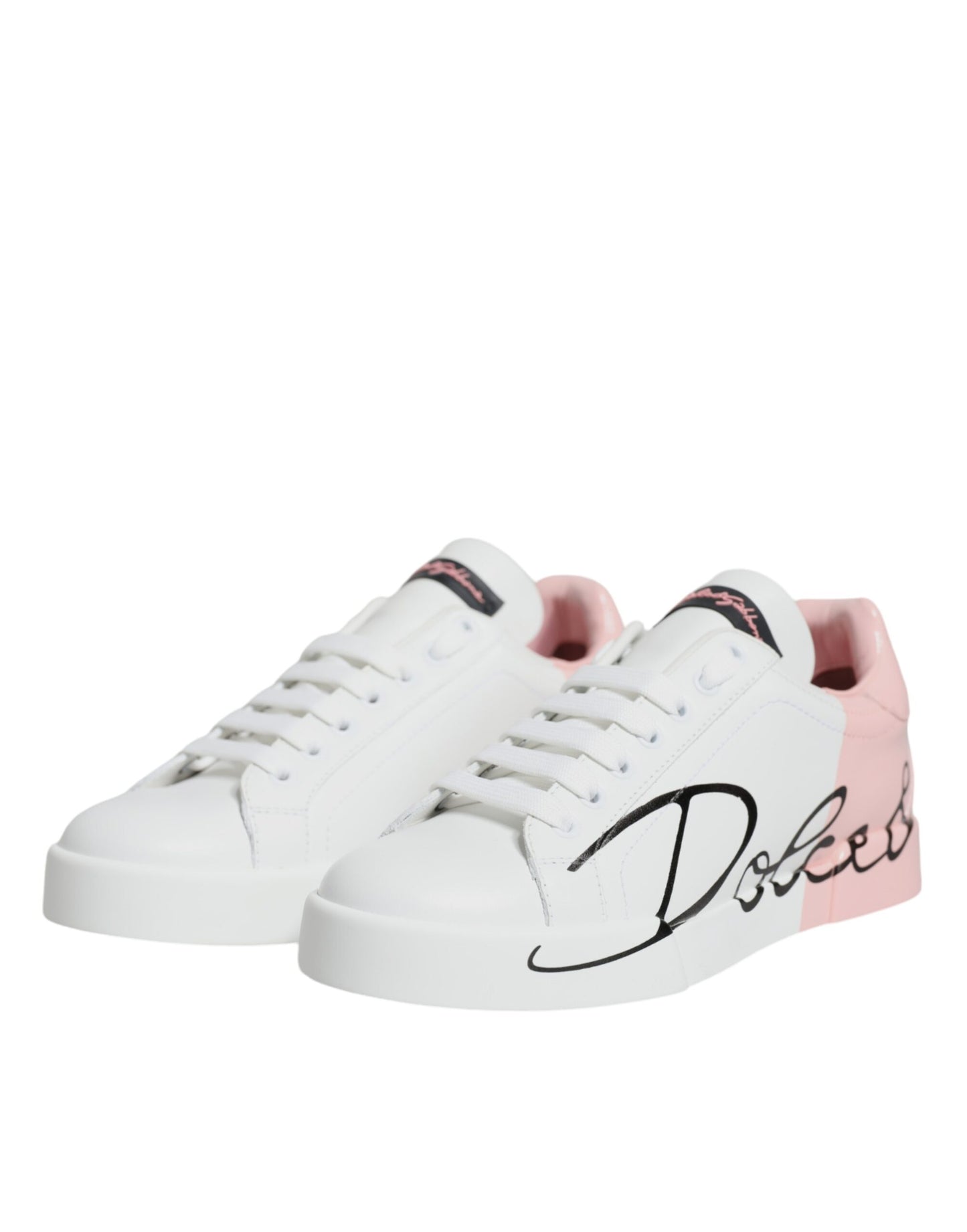 Dolce & Gabbana Weiß Rosa Portofino Low Top Sneakers Schuhe