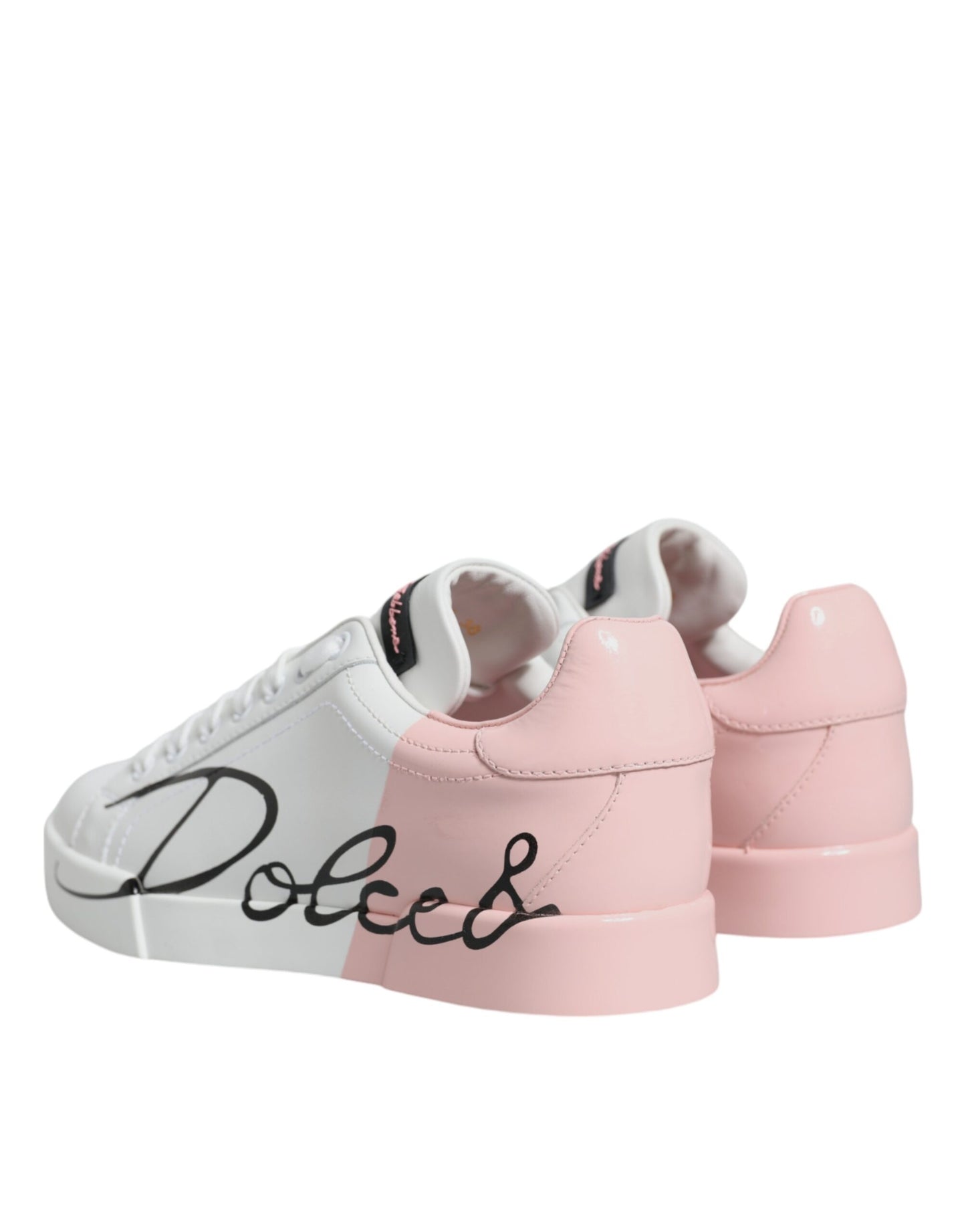 Dolce & Gabbana Weiß Rosa Portofino Low Top Sneakers Schuhe