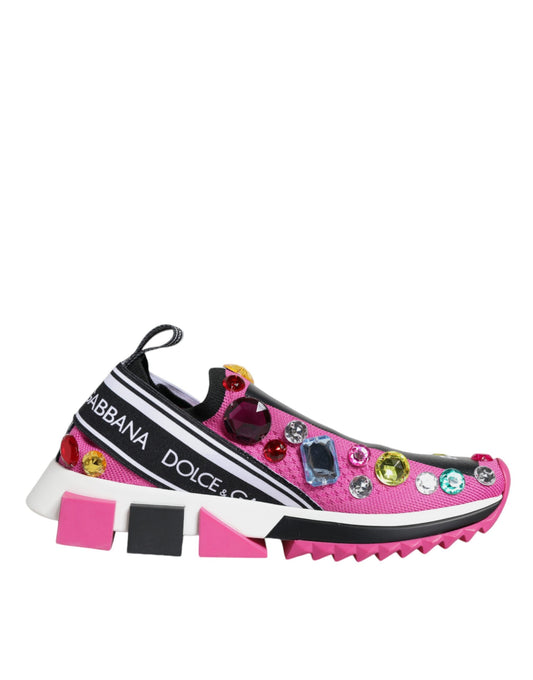 Dolce & Gabbana Pink Sorrento Kristalle Low Top Sneakers Schuhe