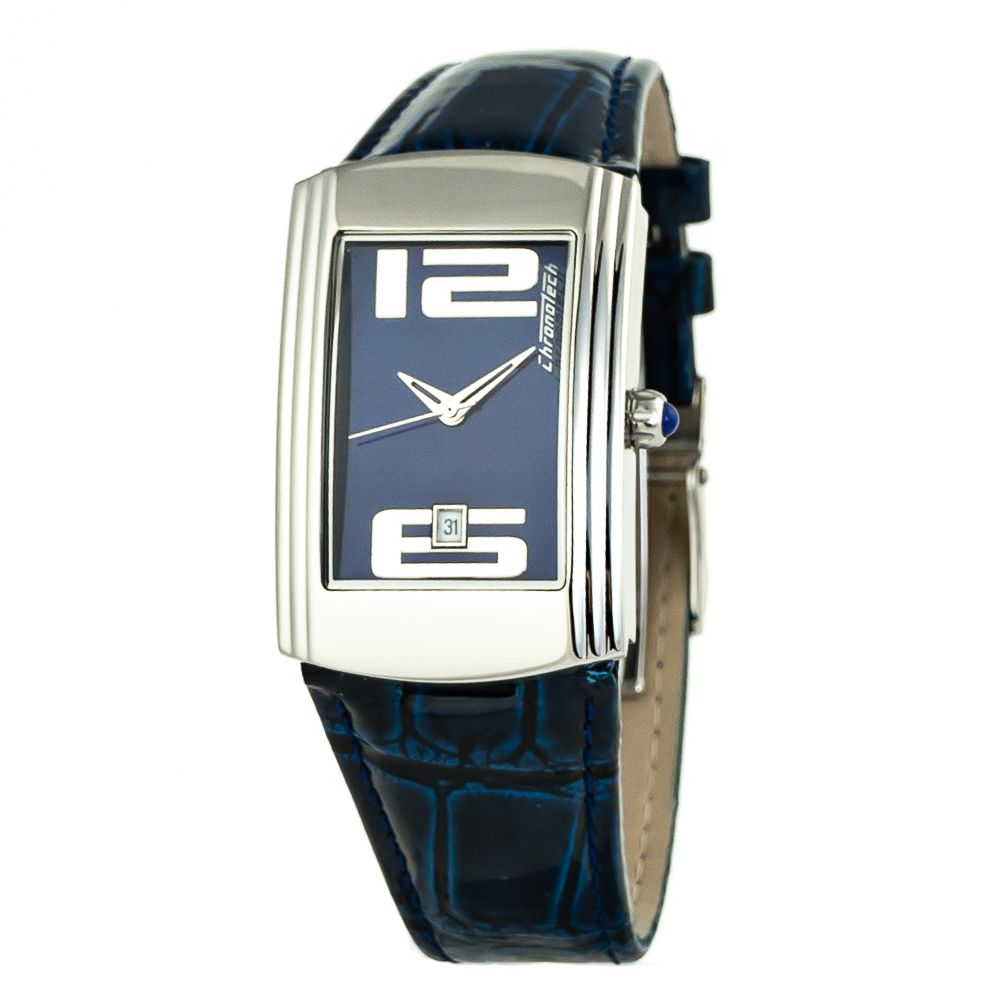 Montre Chronotech en cuir bleu