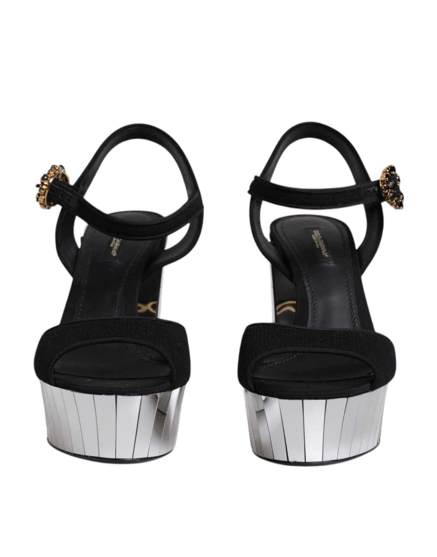 Sandales à plateforme et talons miroir noirs Dolce & Gabbana