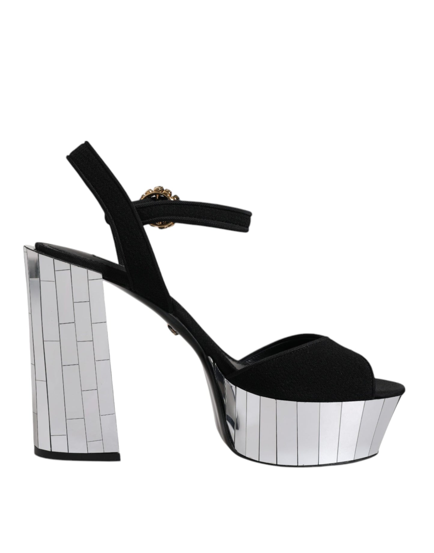 Sandales à plateforme et talons miroir noirs Dolce & Gabbana