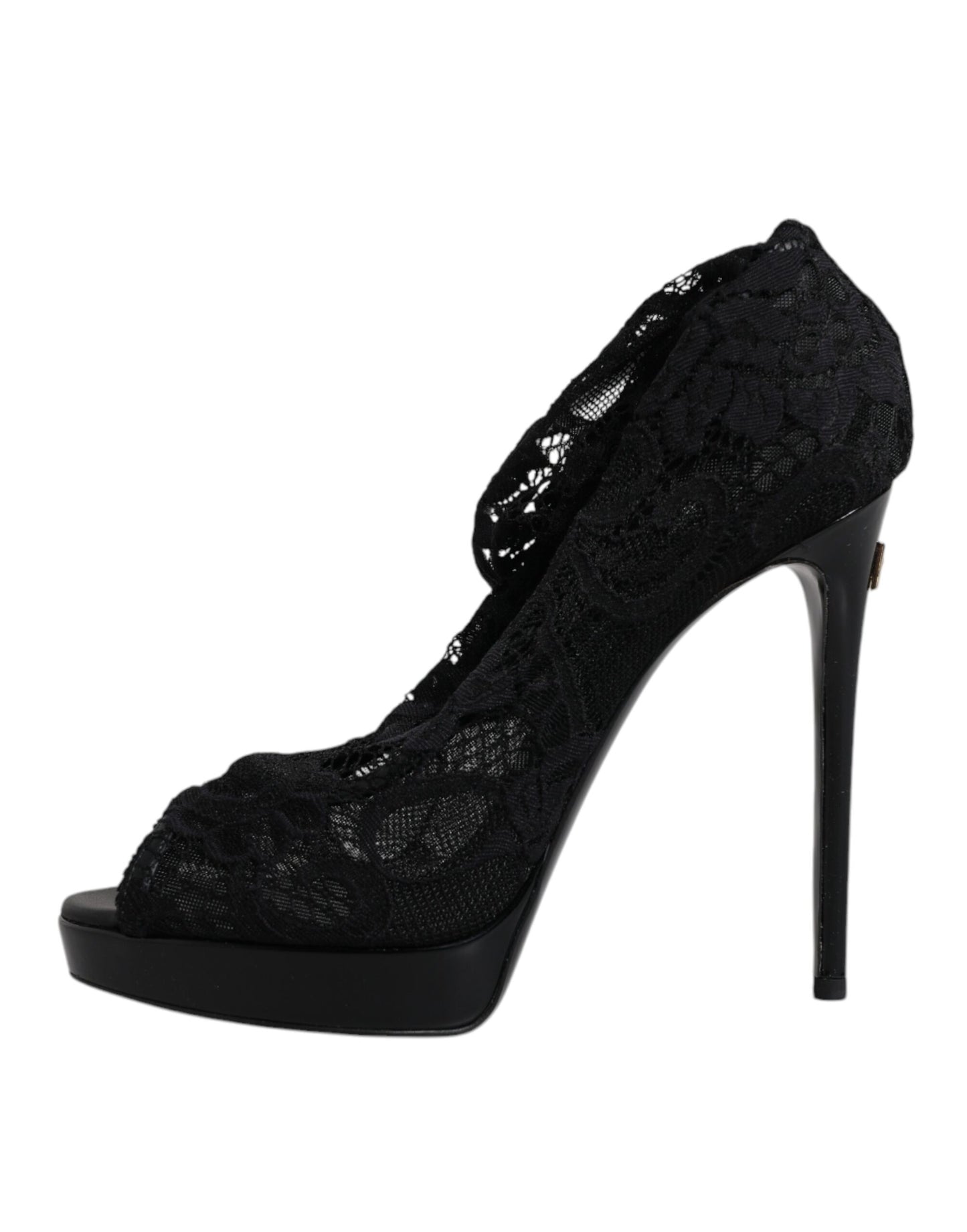 Bottes en dentelle extensible noires Taormina de Dolce & Gabbana