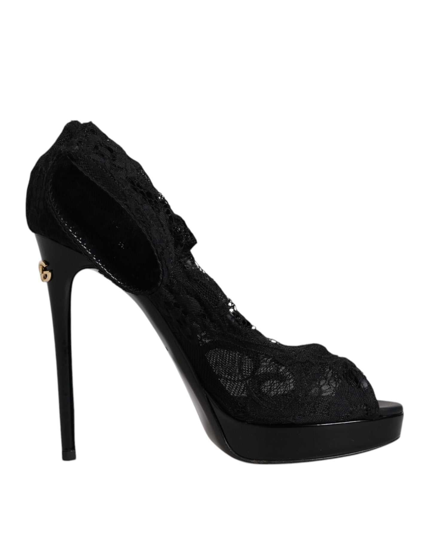 Bottes en dentelle extensible noires Taormina de Dolce & Gabbana