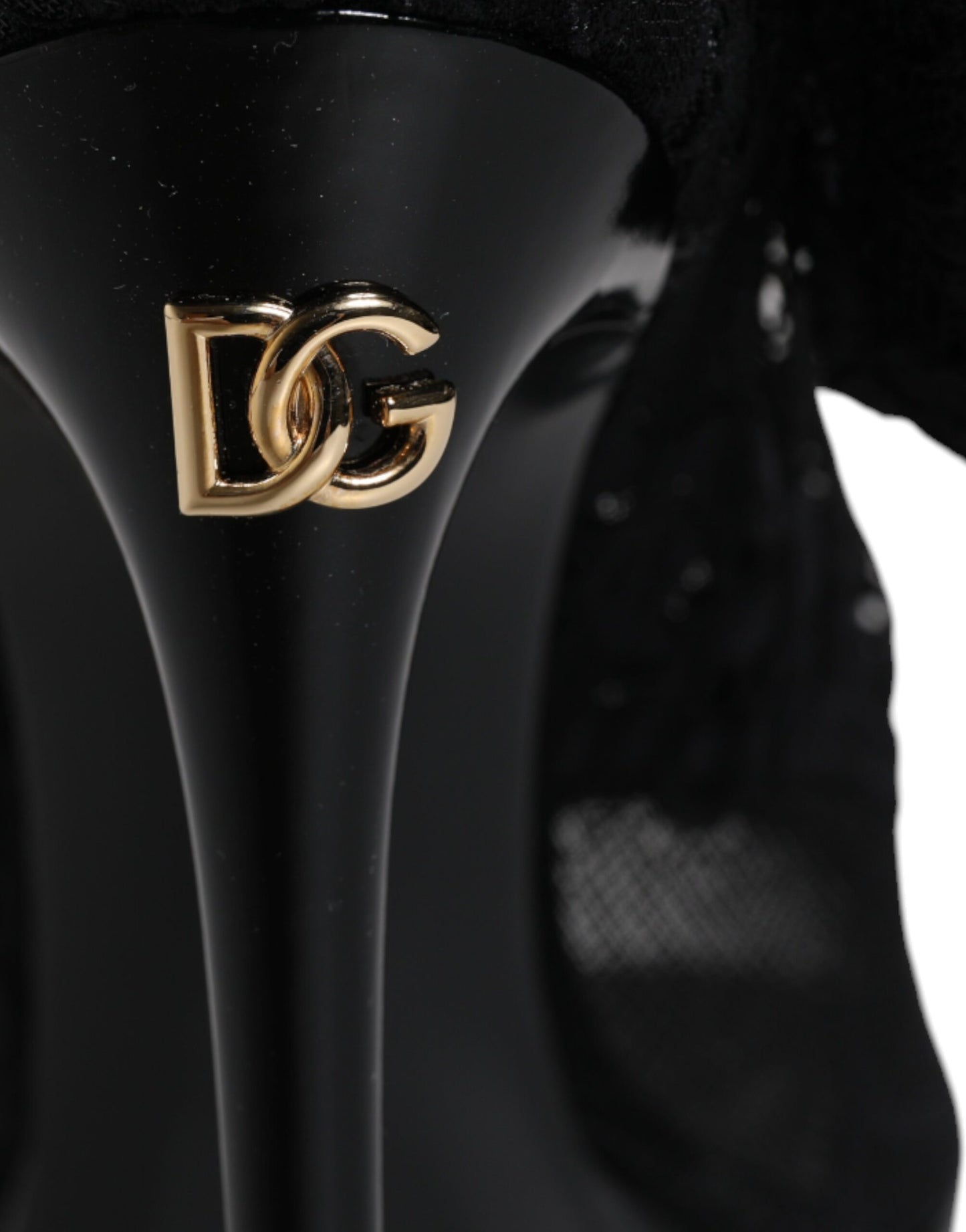 Bottes en dentelle extensible noires Taormina de Dolce & Gabbana