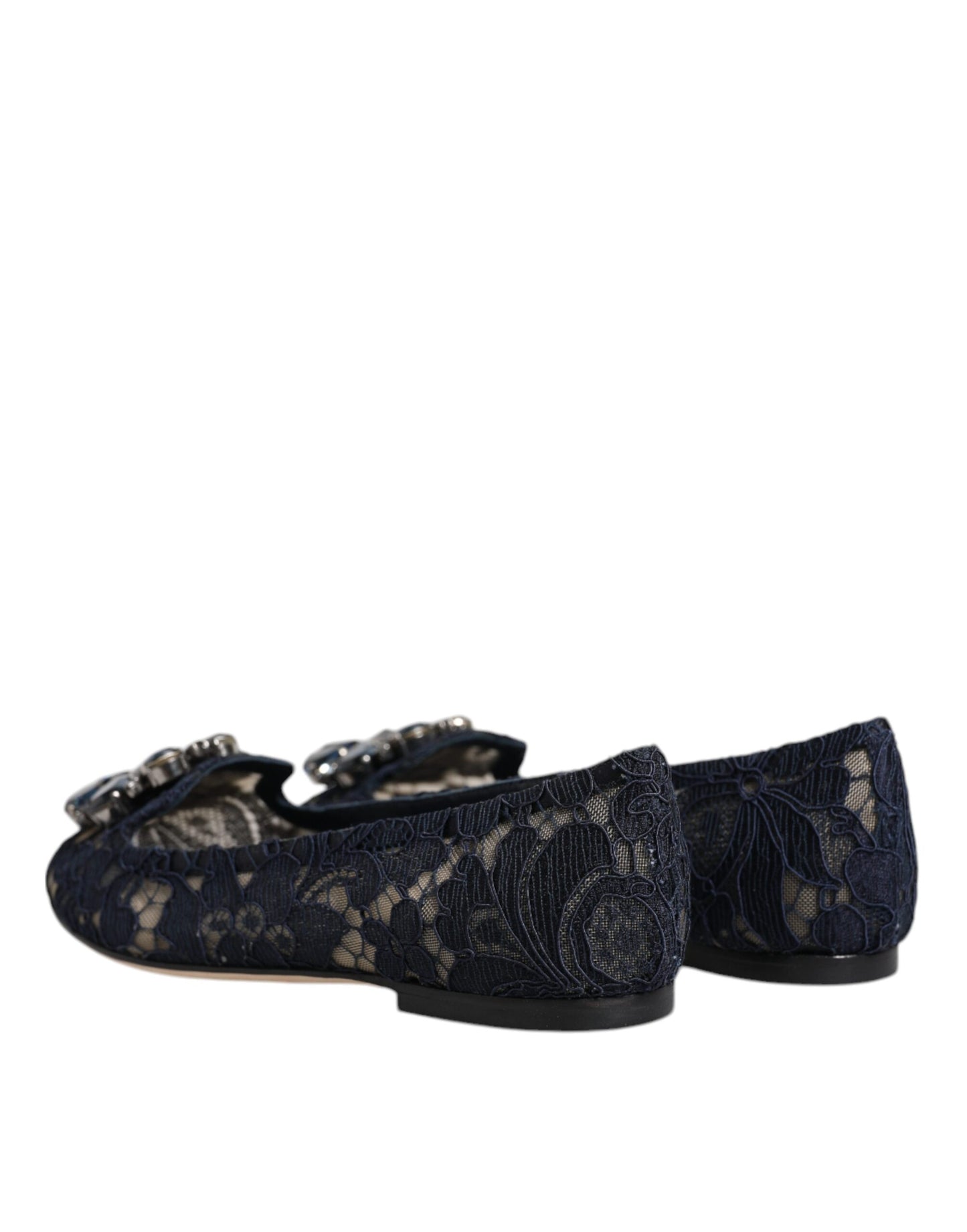 Chaussures plates Dolce & Gabbana en dentelle bleue Taormina avec cristaux