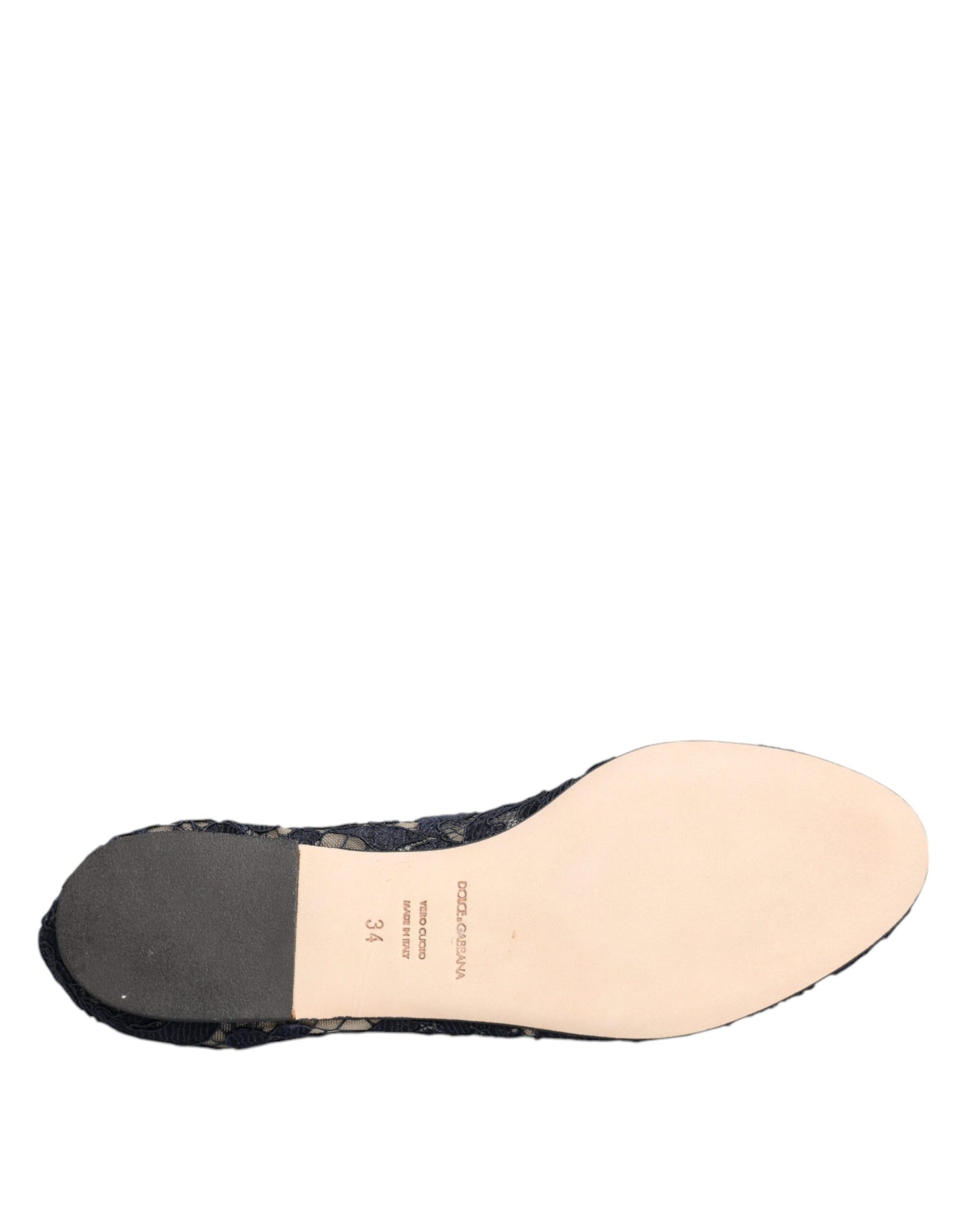 Chaussures plates Dolce & Gabbana en dentelle bleue Taormina avec cristaux