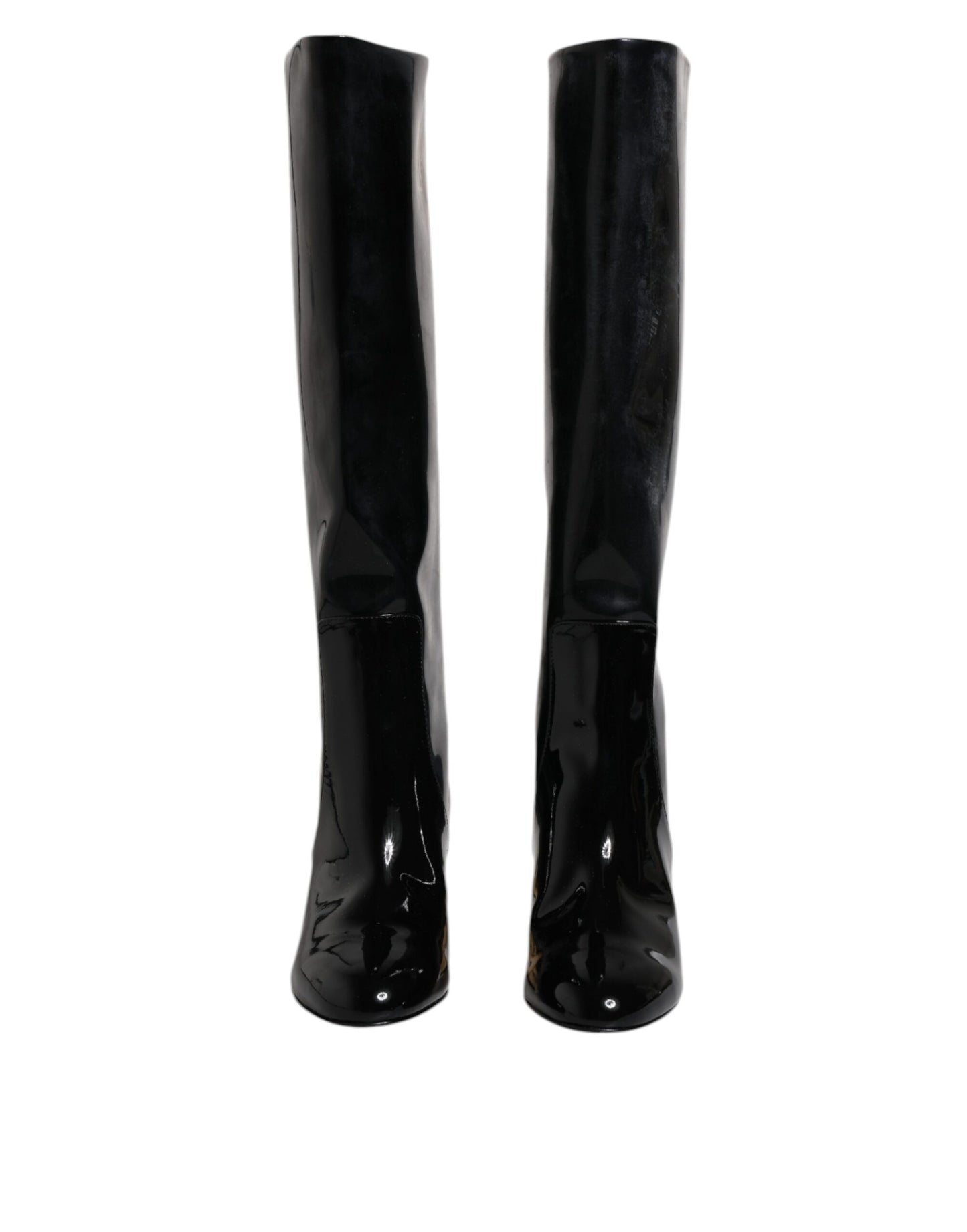 Bottes hautes Vally en cuir verni noir Dolce & Gabbana