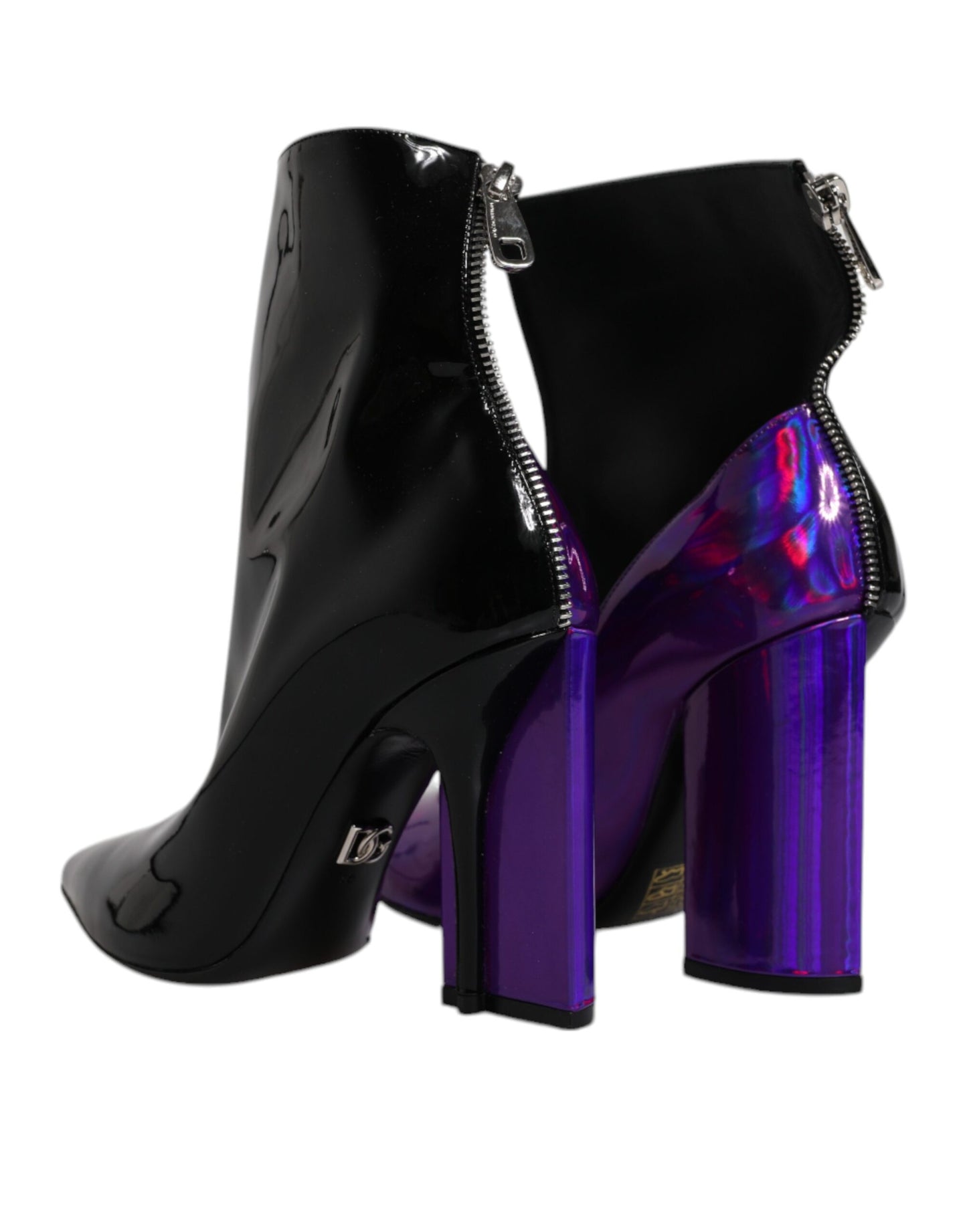 Bottines pointues violettes et noires Dolce & Gabbana
