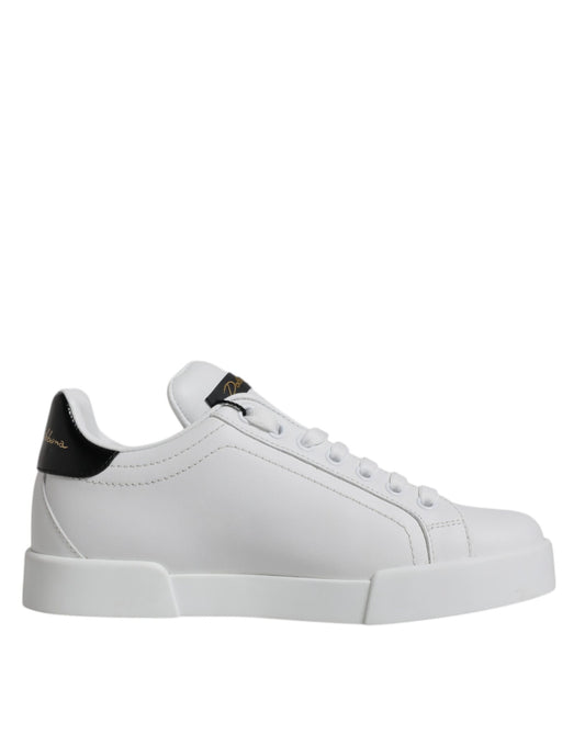Dolce & Gabbana Klassische Low-Top-Sneakers aus weißem Leder